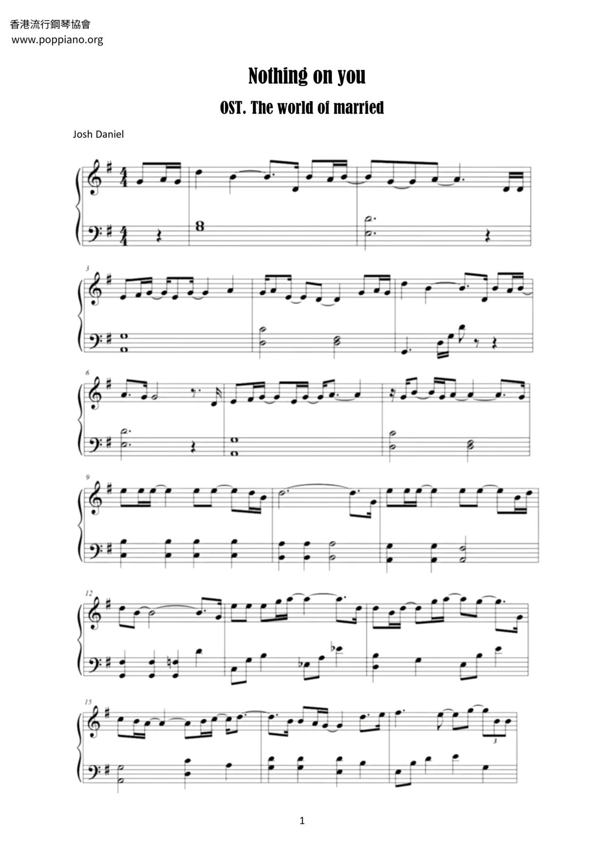 Nothing On You Score