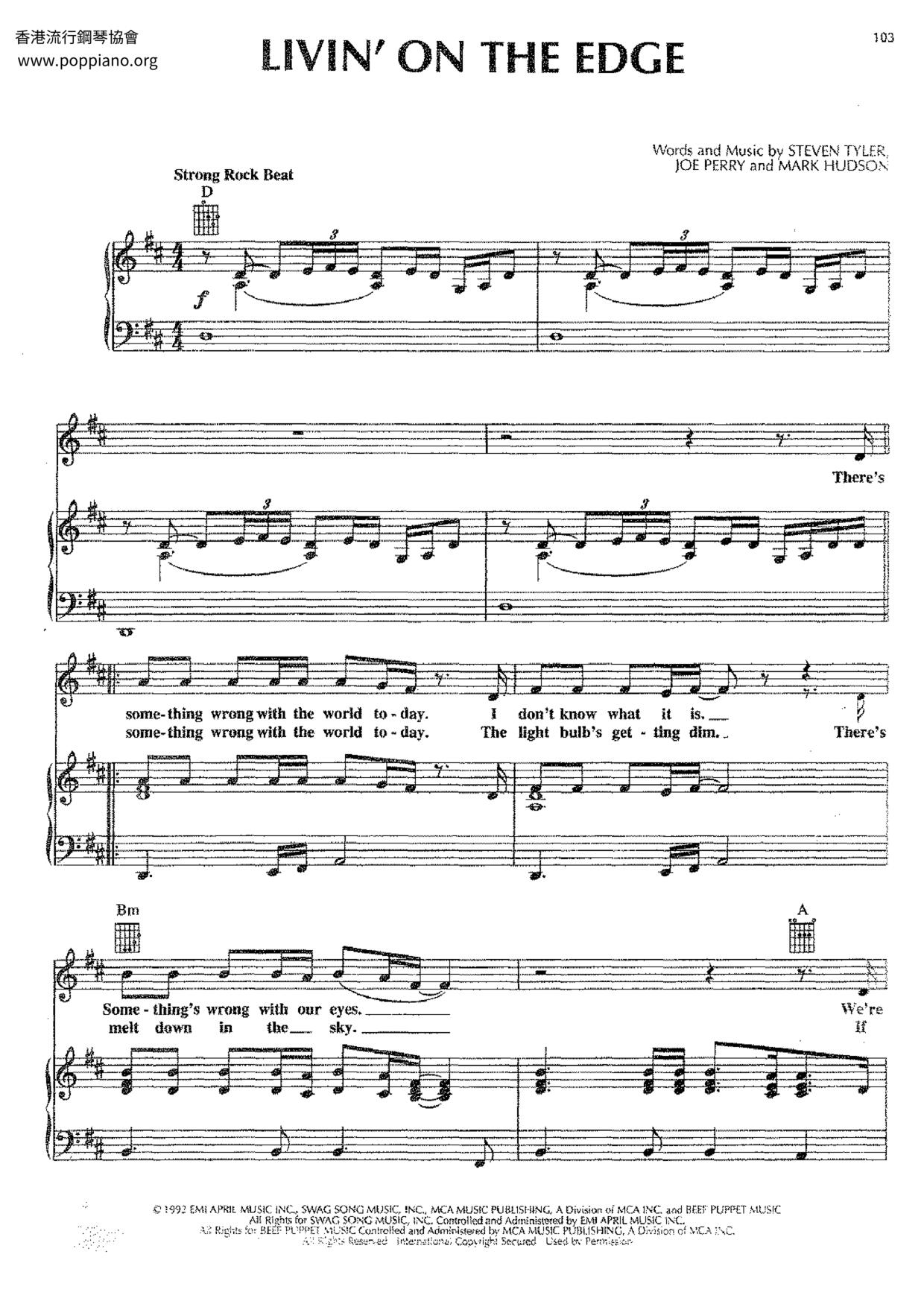 Livin' On The Edge Score