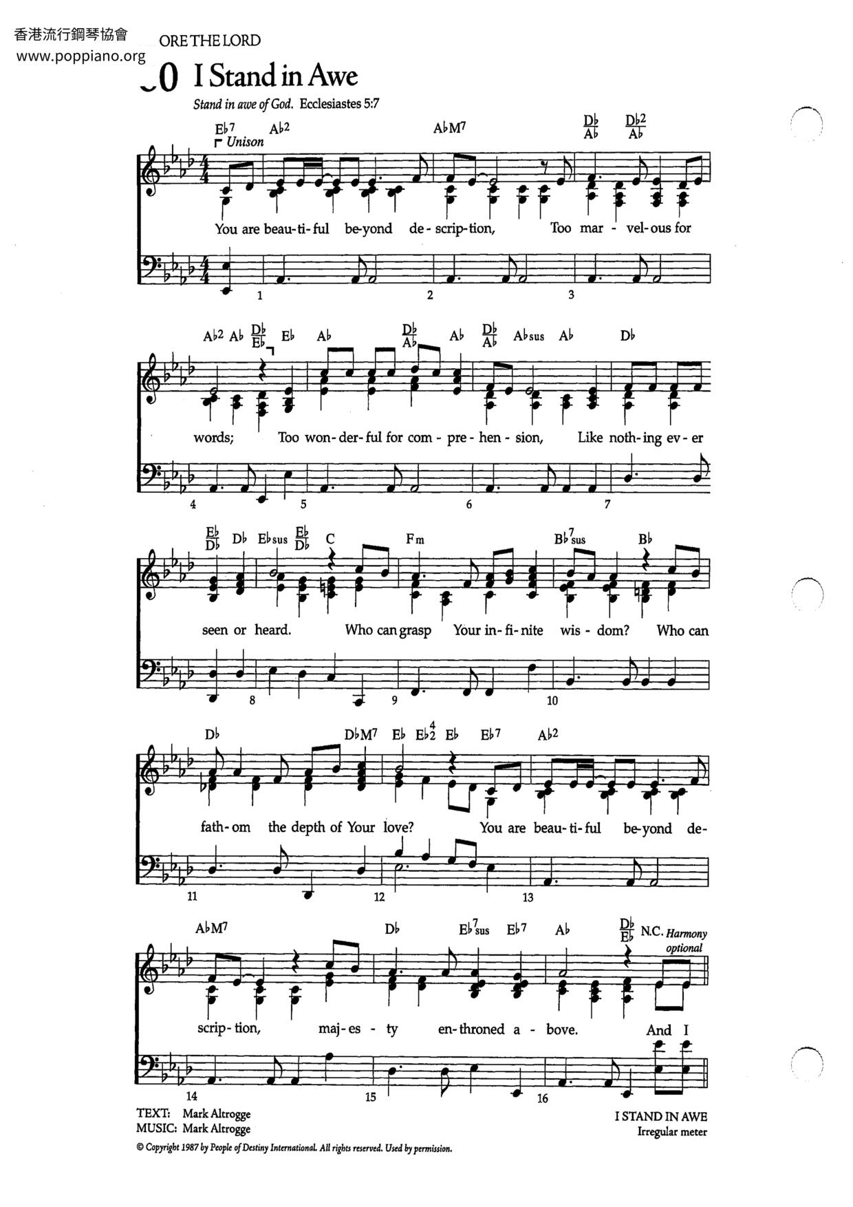 I Stand In Awe Score
