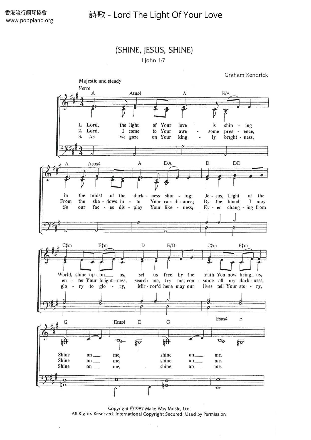 Lord The Light Of Your Love Score