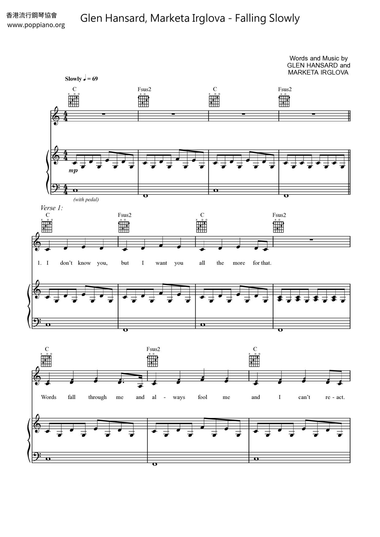 Falling Slowly Score