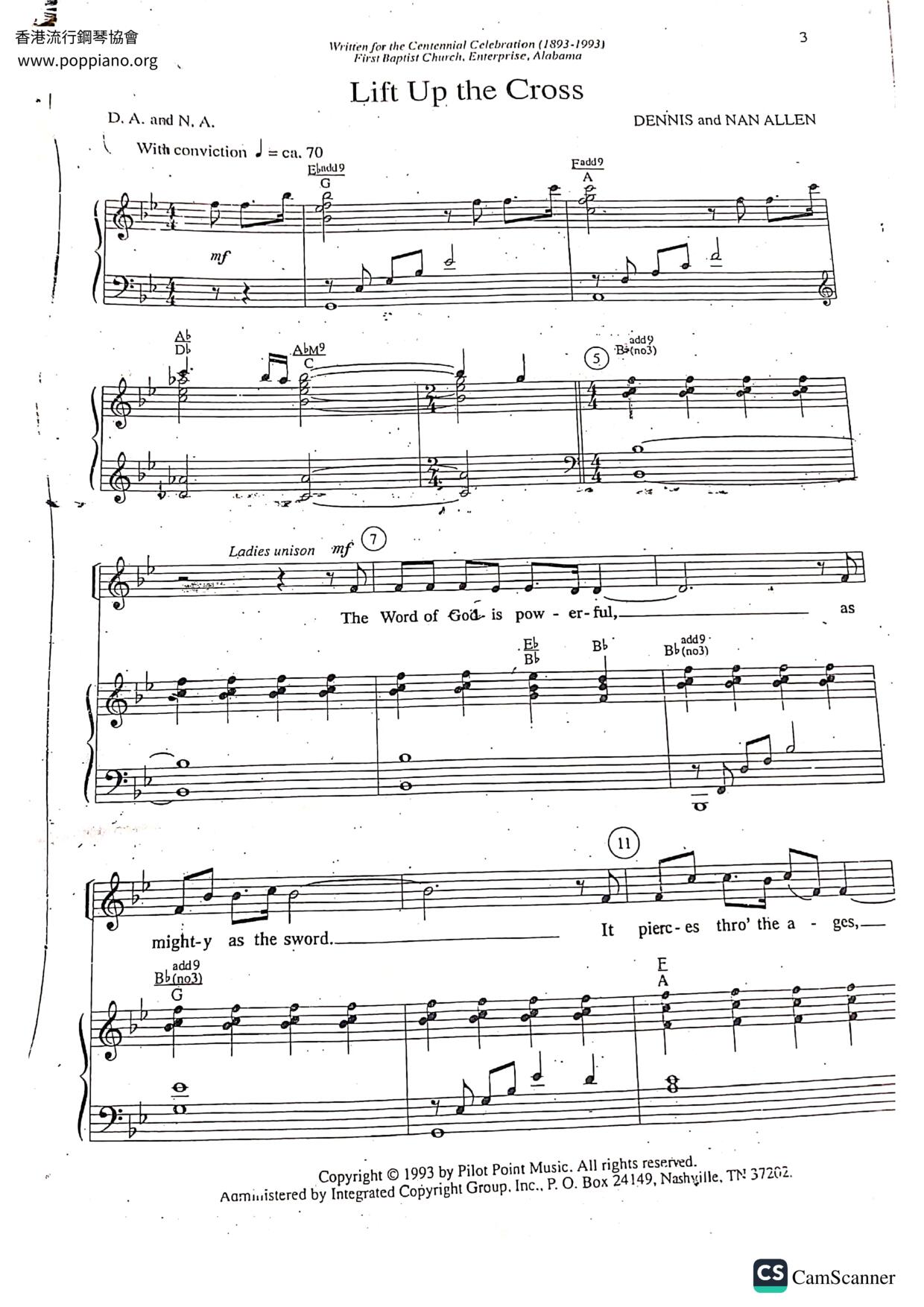Lift Up The Cross Score