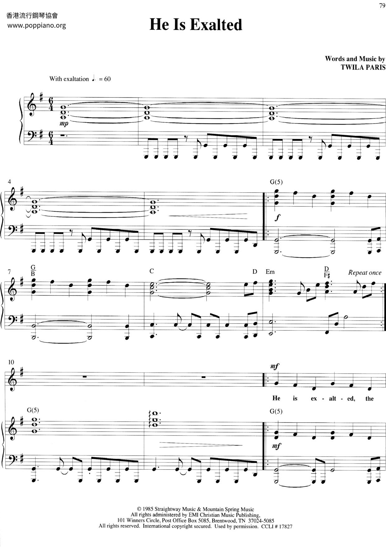 He Is Exalted Score
