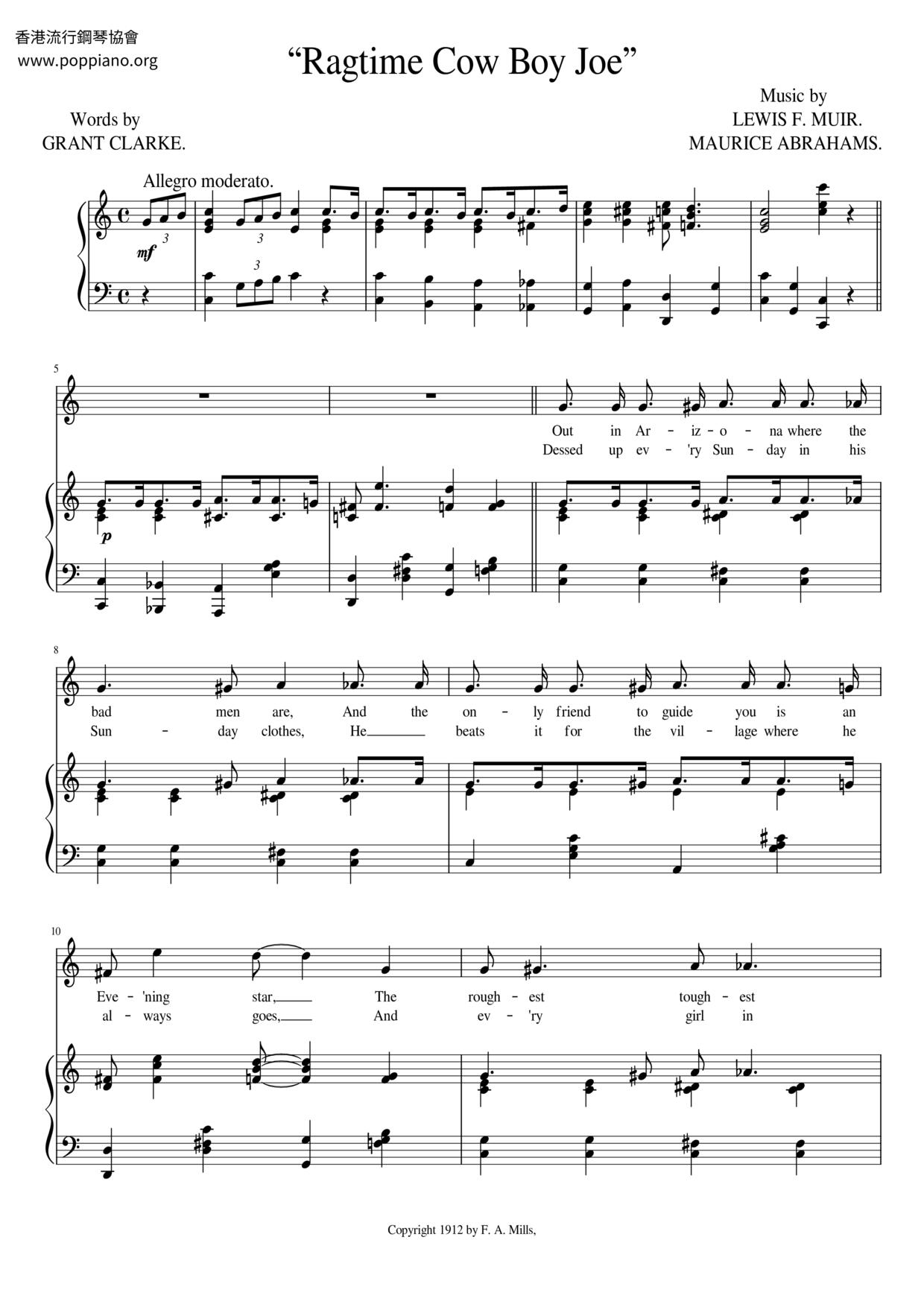 Ragtime Cow Boy Joe Score