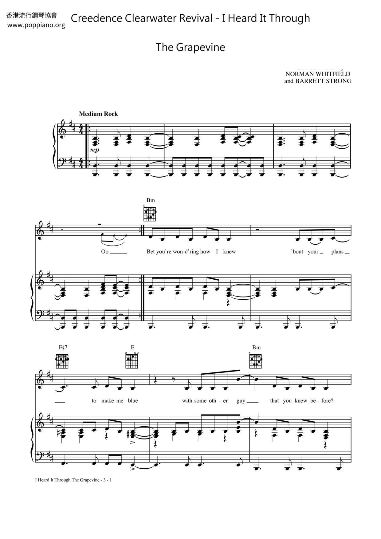 I Heard It Through The Grapevine Score