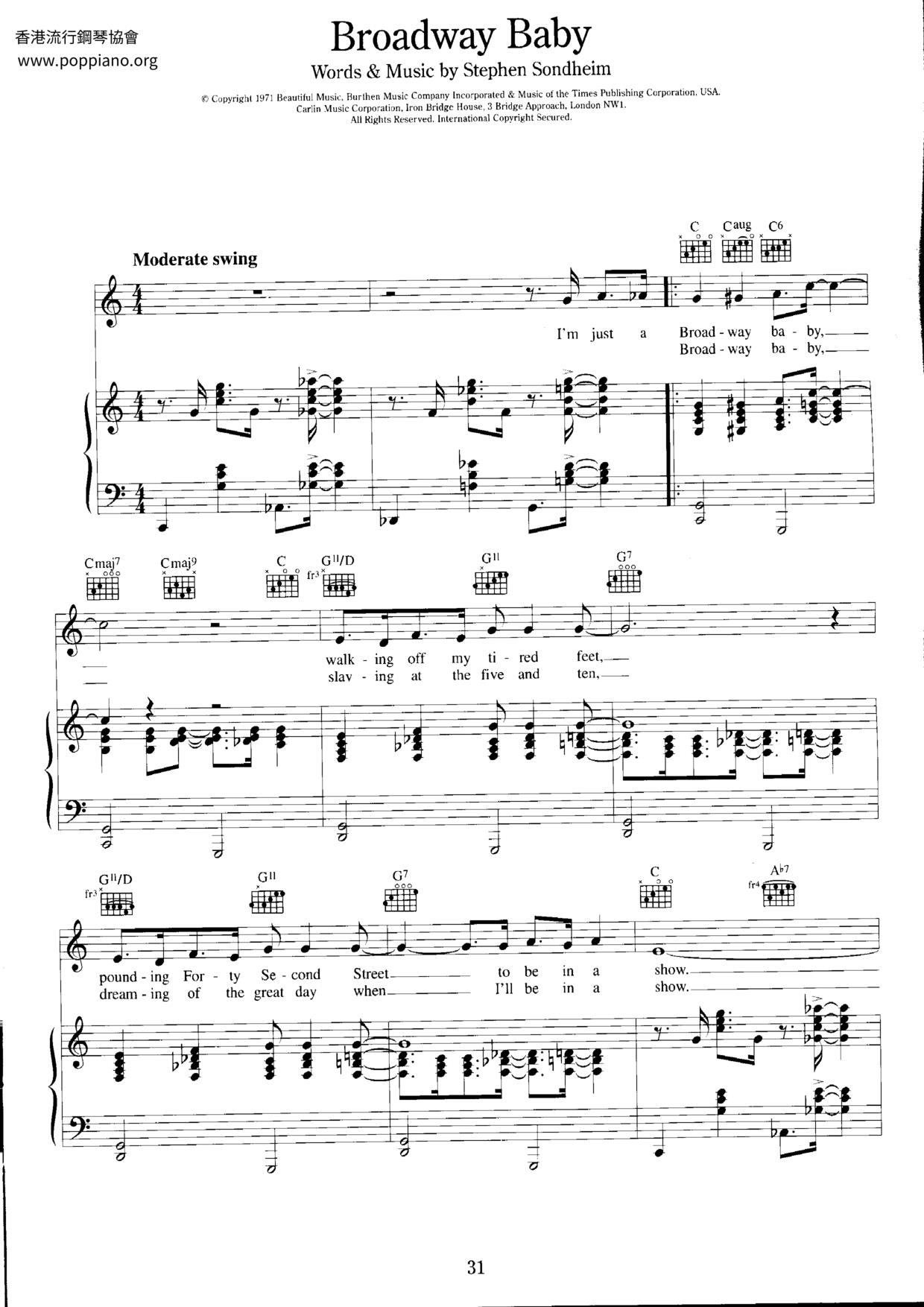 Broadway Baby Score