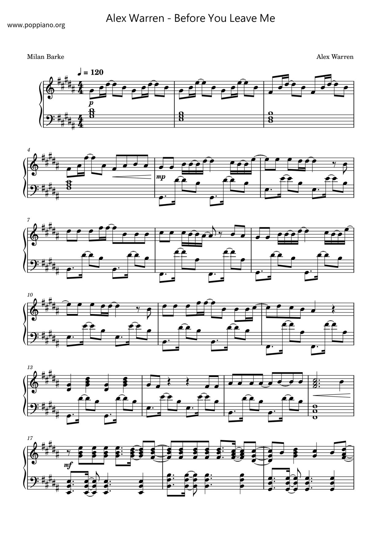 Before You Leave Me Score