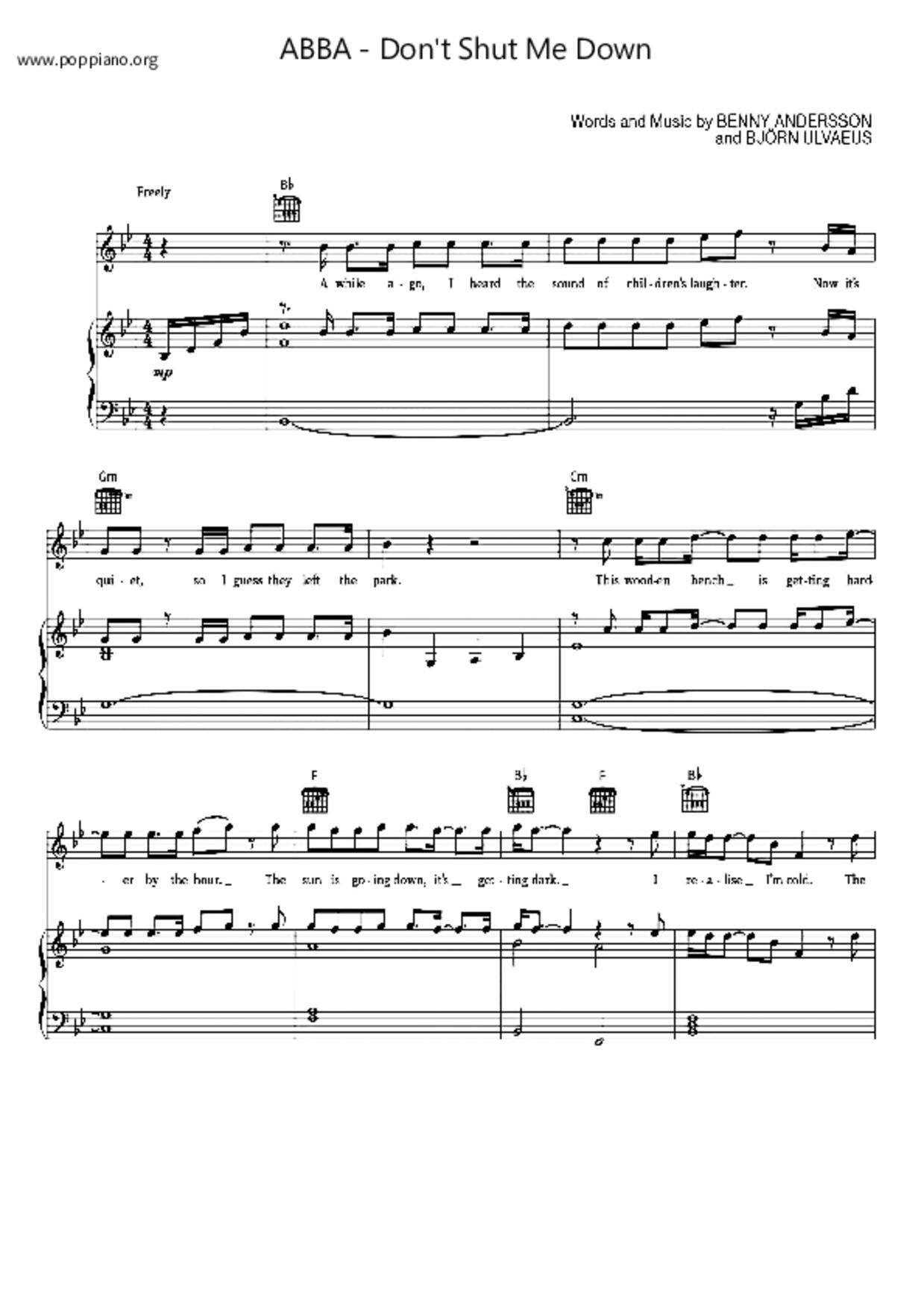 Don't Shut Me Down Score