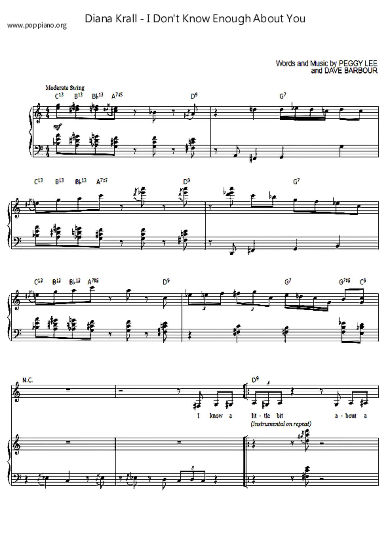 I Don't Know Enough About You Score