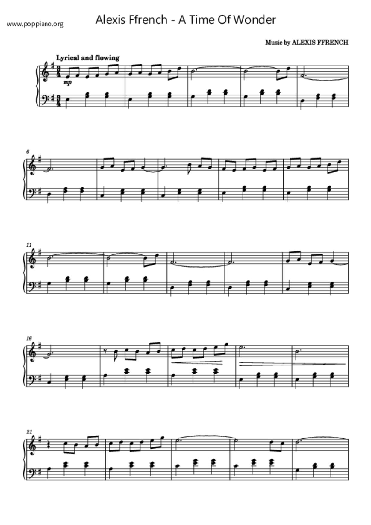 A Time of Wonder Score