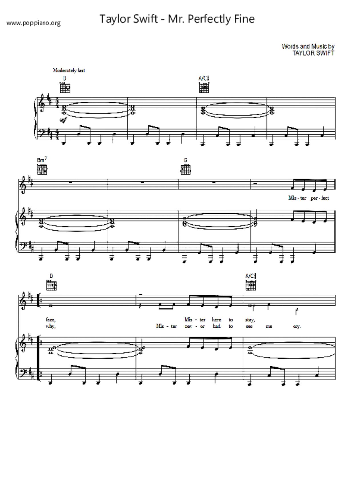 Mr. Perfectly Fine Score