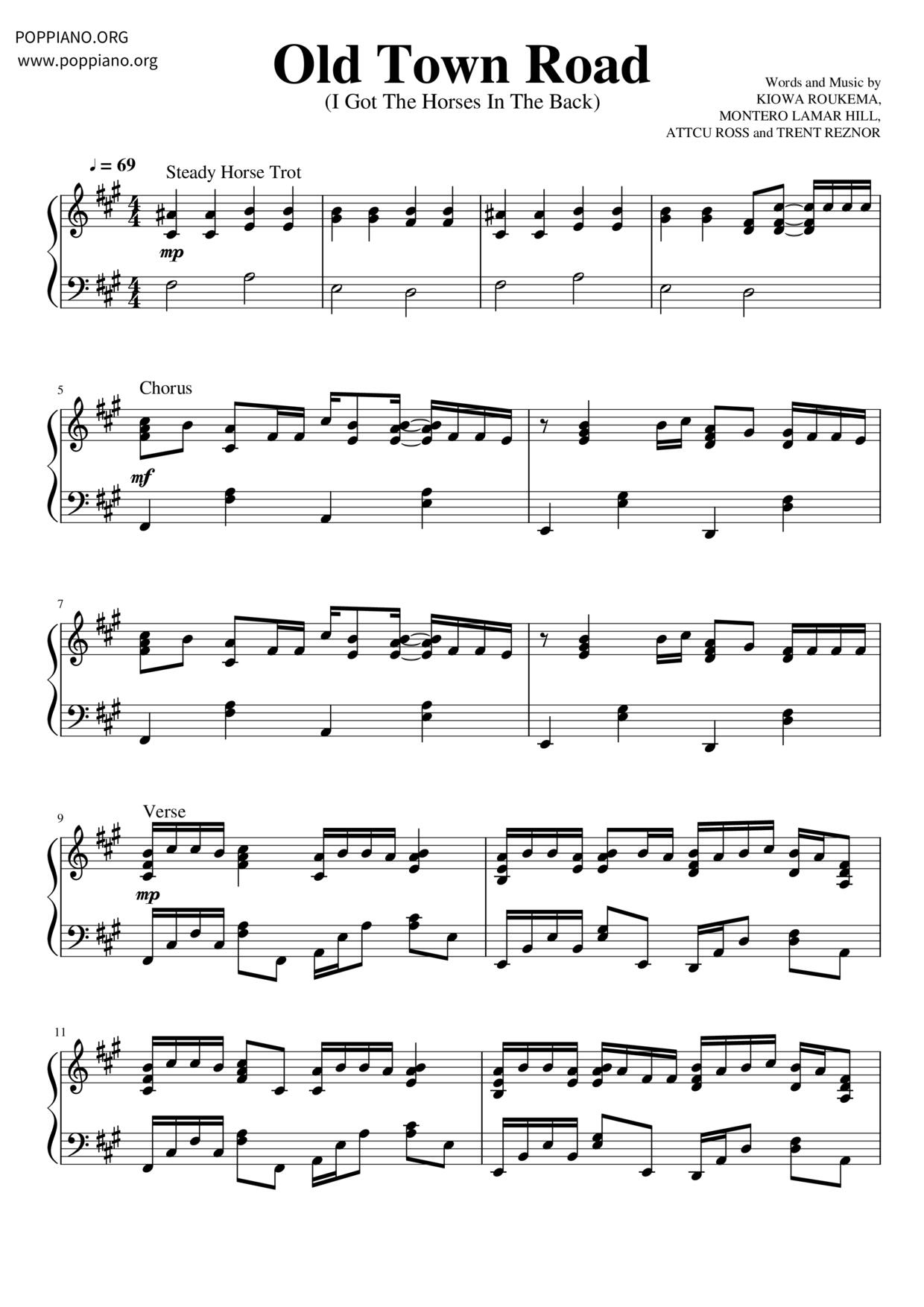 Old Town Road Score