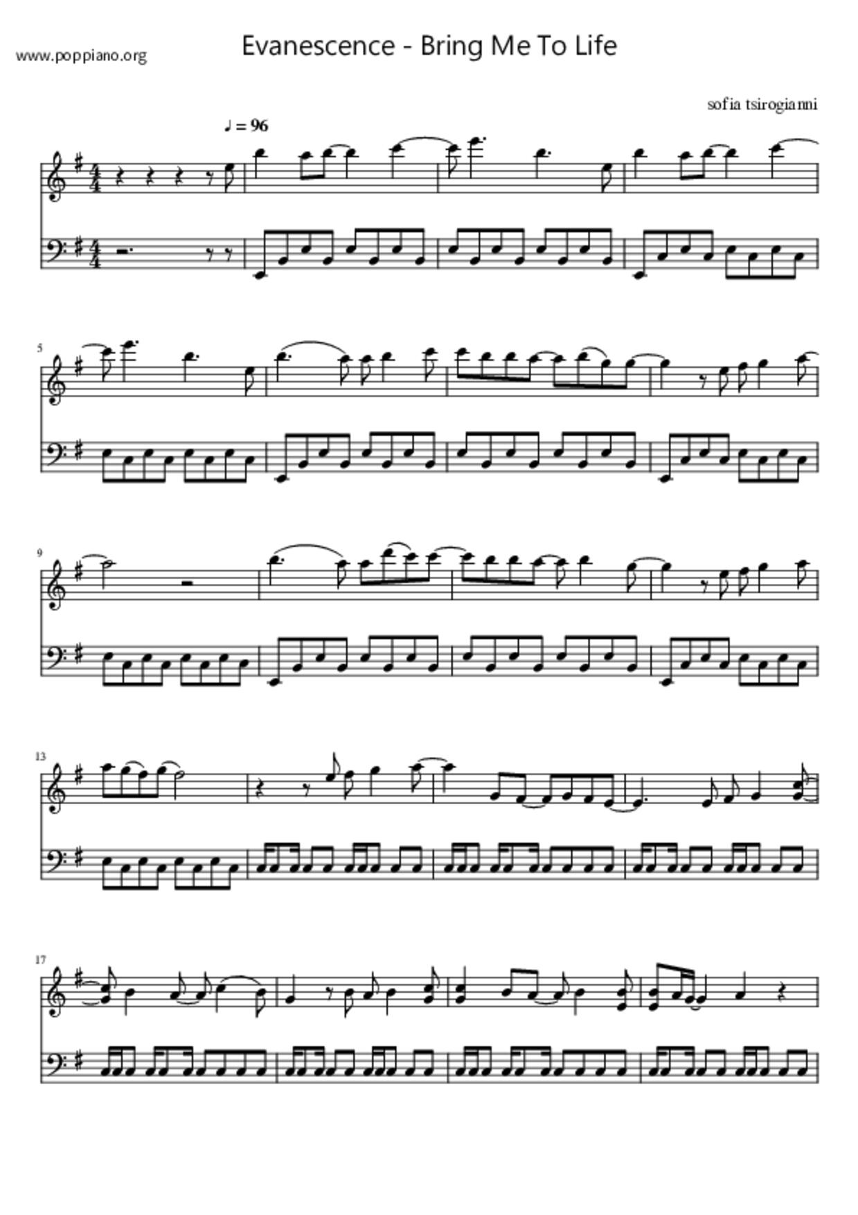 Bring Me To Life Score