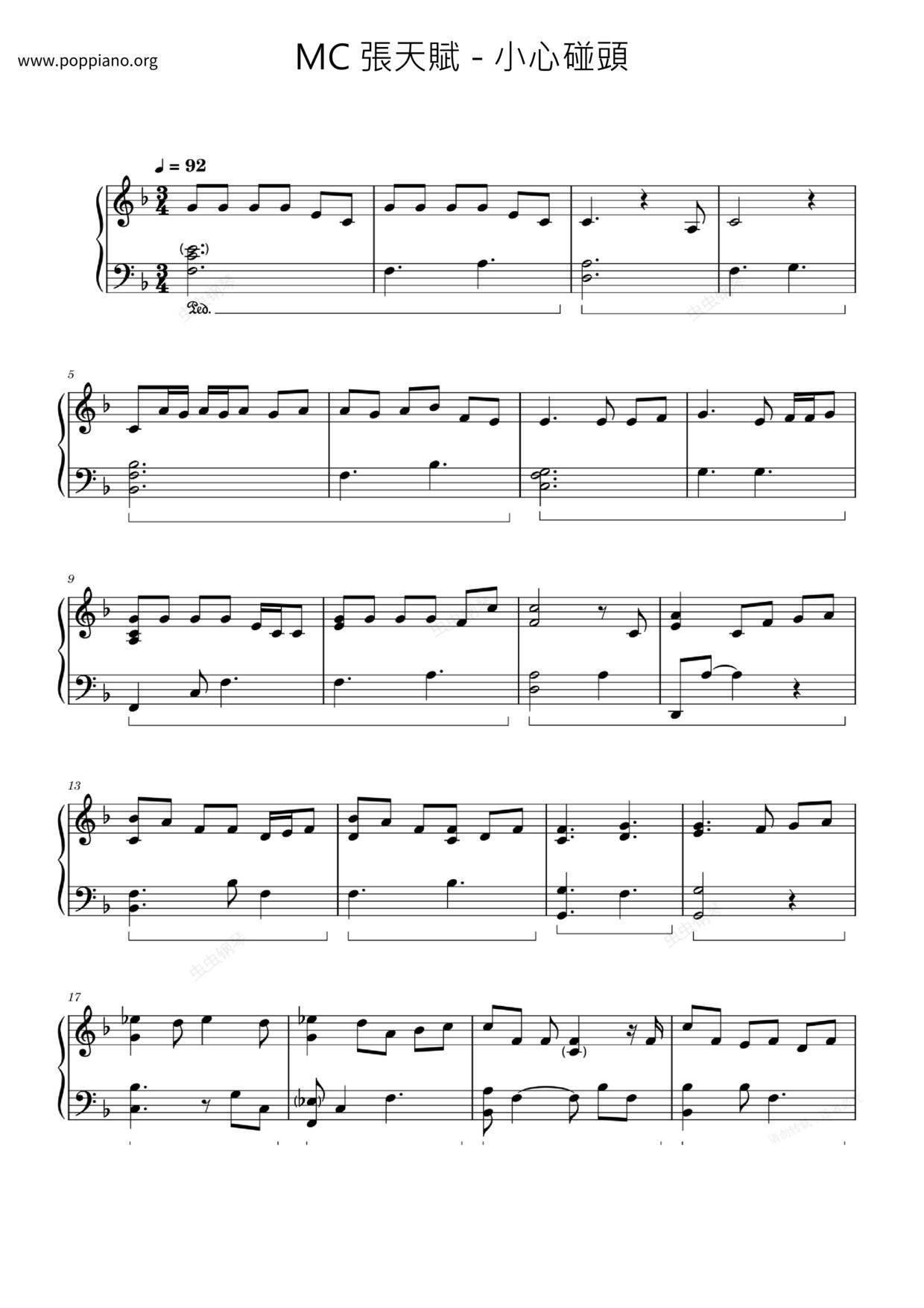 小心碰頭 Score