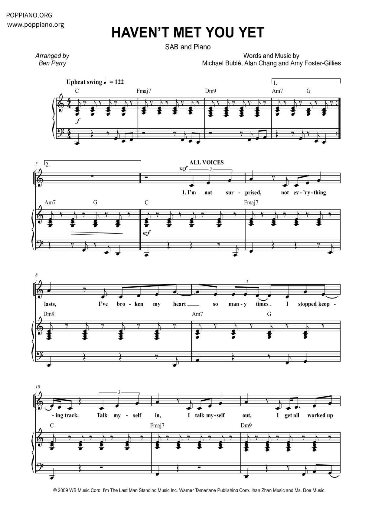 Haven't Met You Yet琴譜