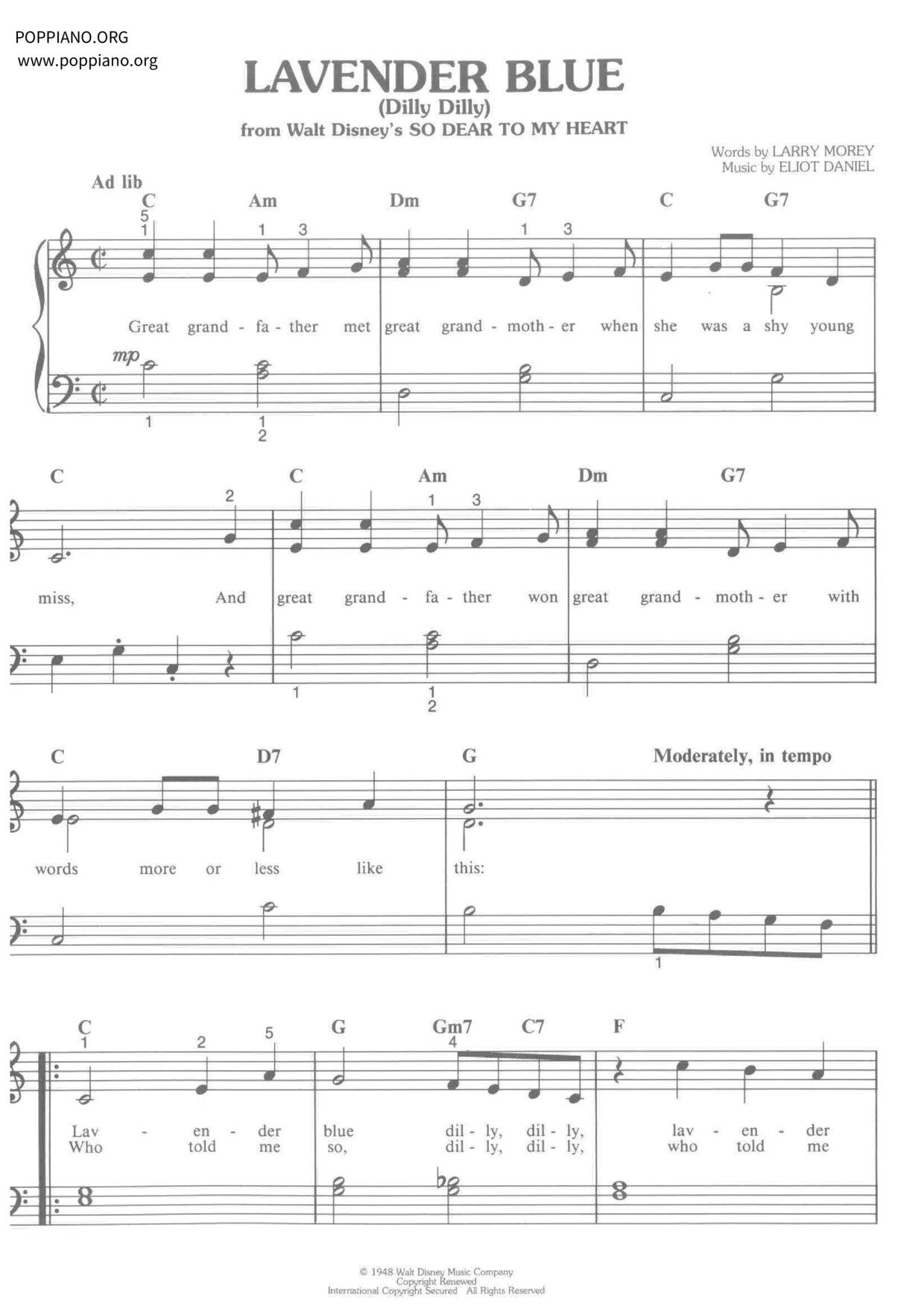 Cinderella 2015 - Lavender's Blue琴譜
