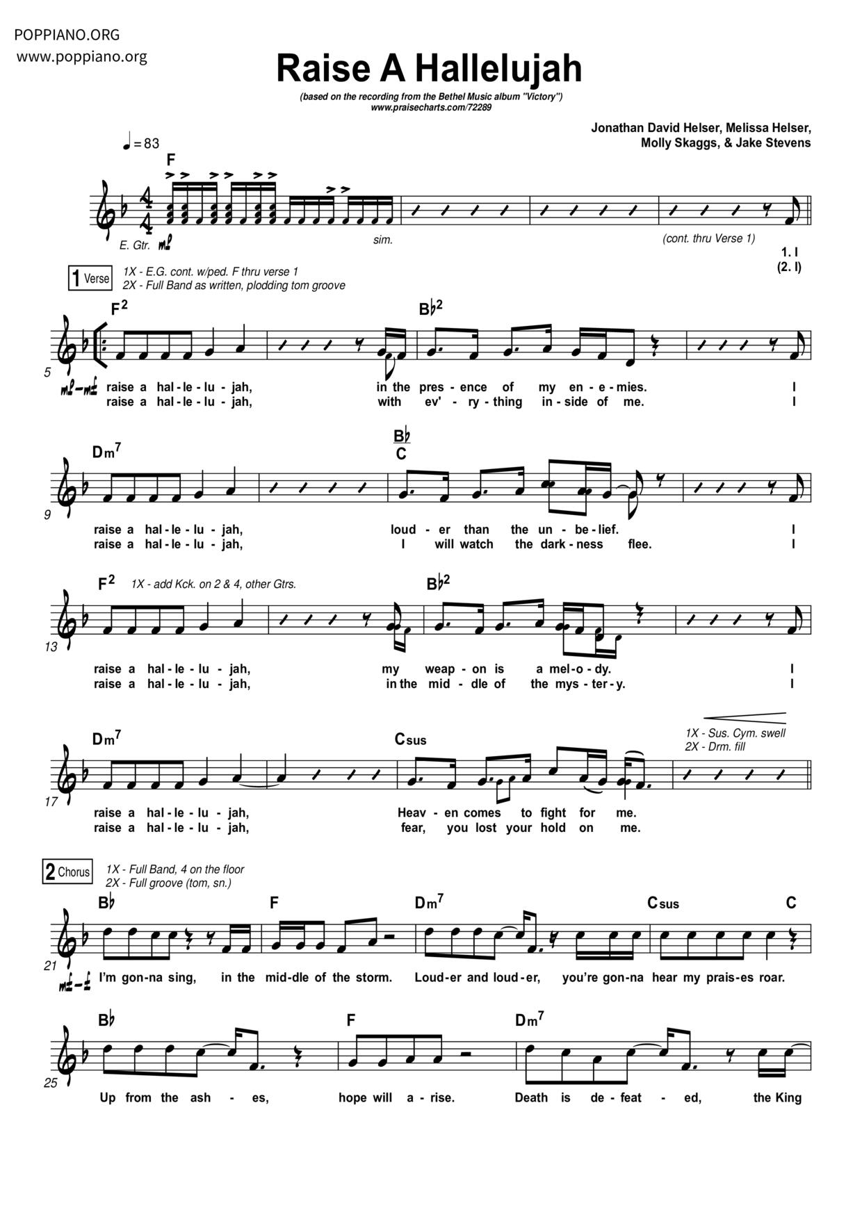 Raise A Hallelujah琴譜