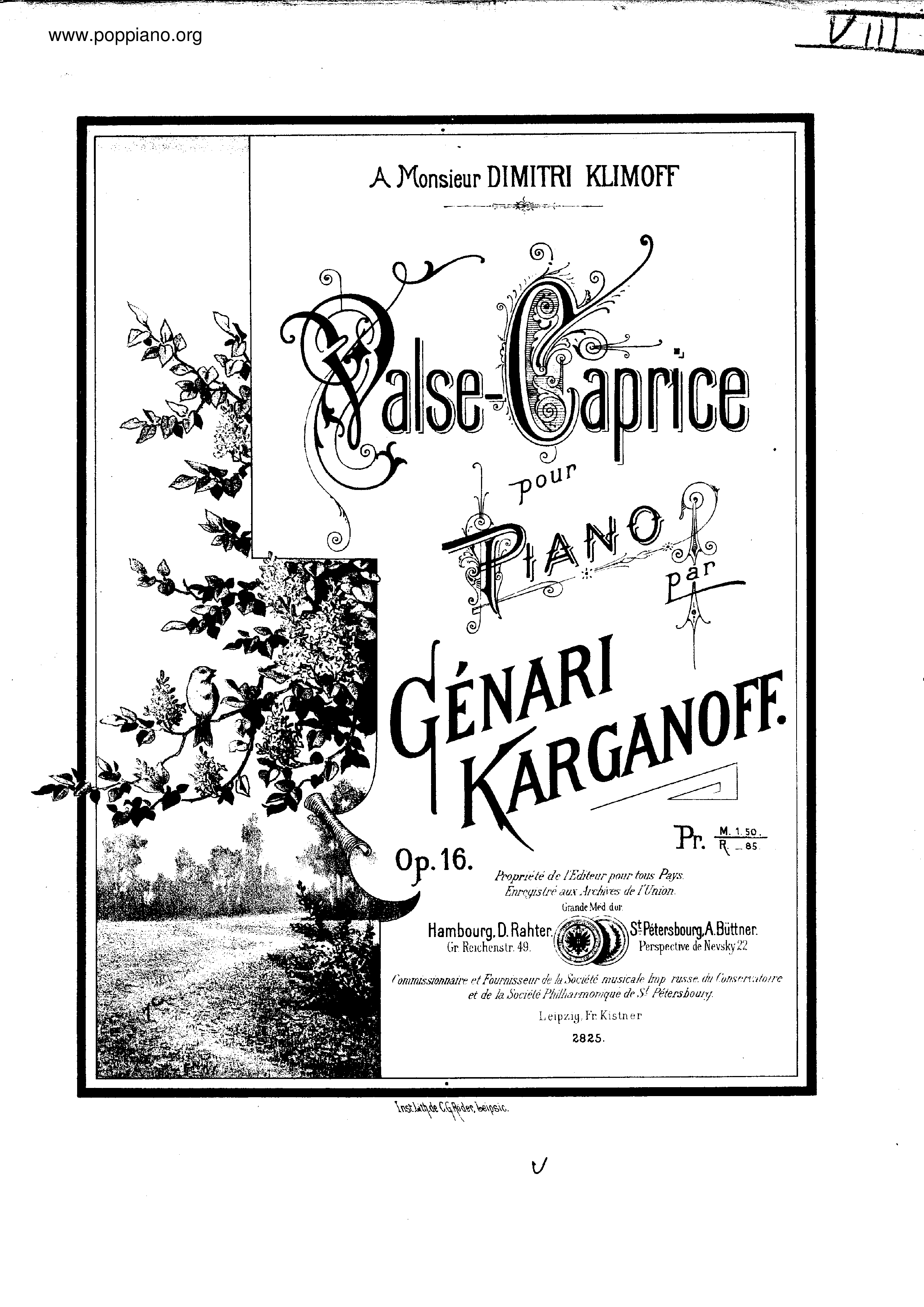 Valse-Caprice, Op.16琴譜