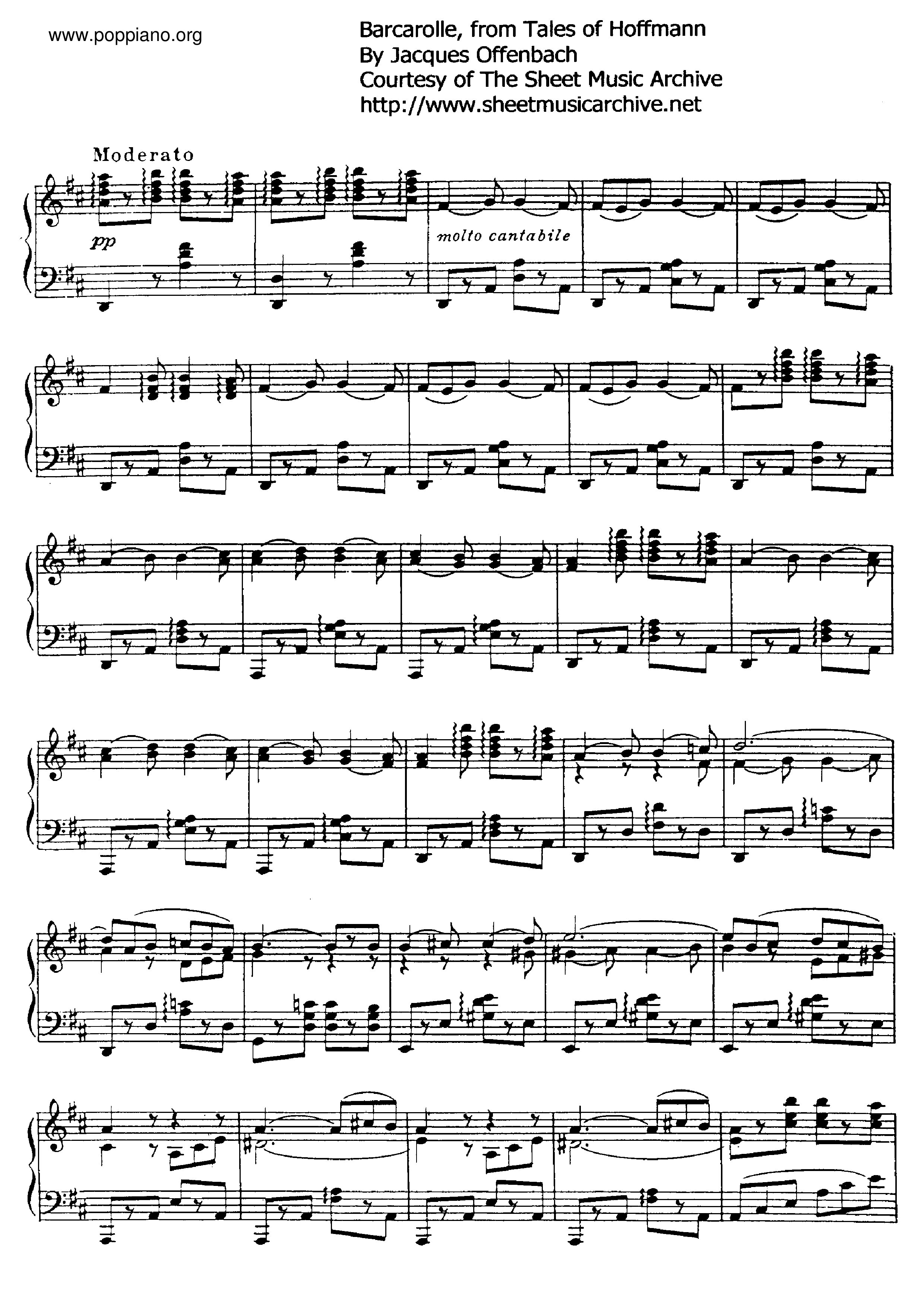 Barcarolle, from Tales of Hoffmann琴譜