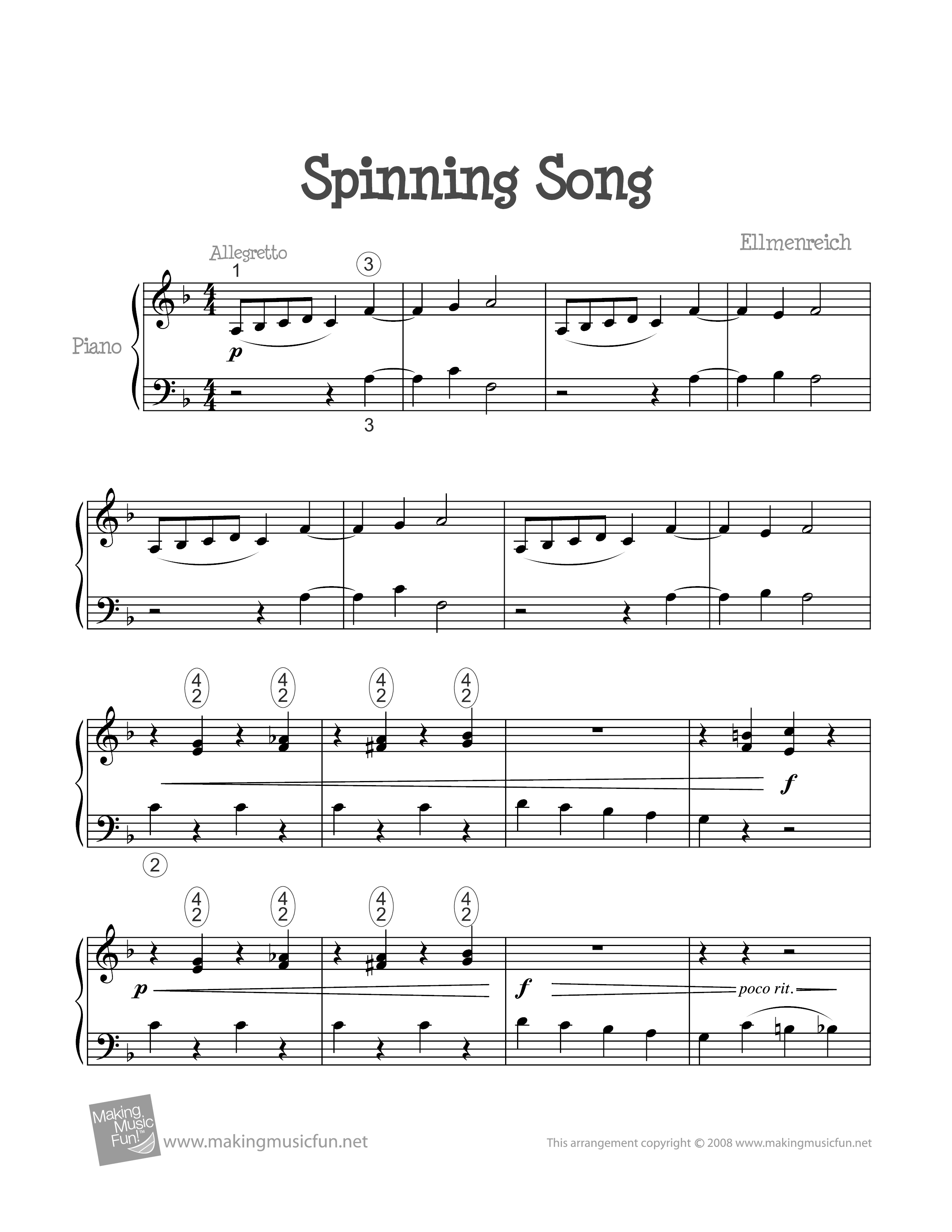 Spinning Song琴譜