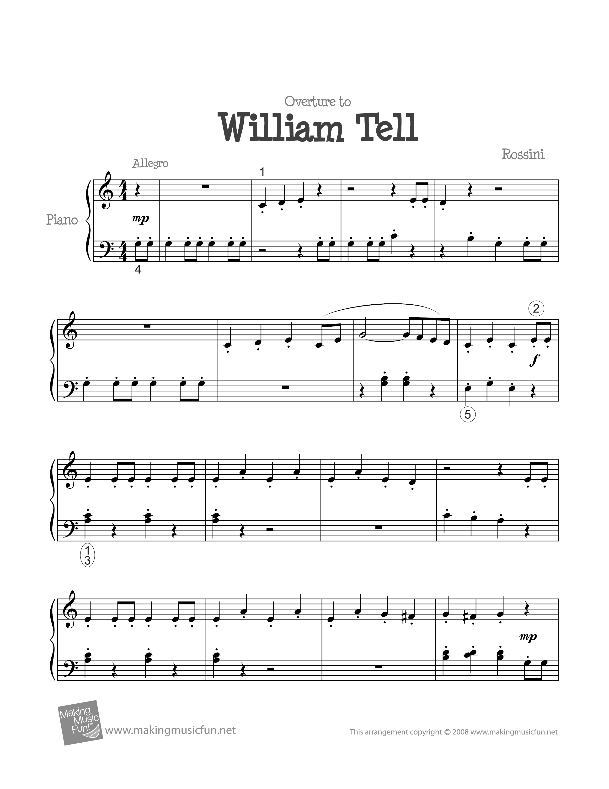 William Tell Overture琴譜