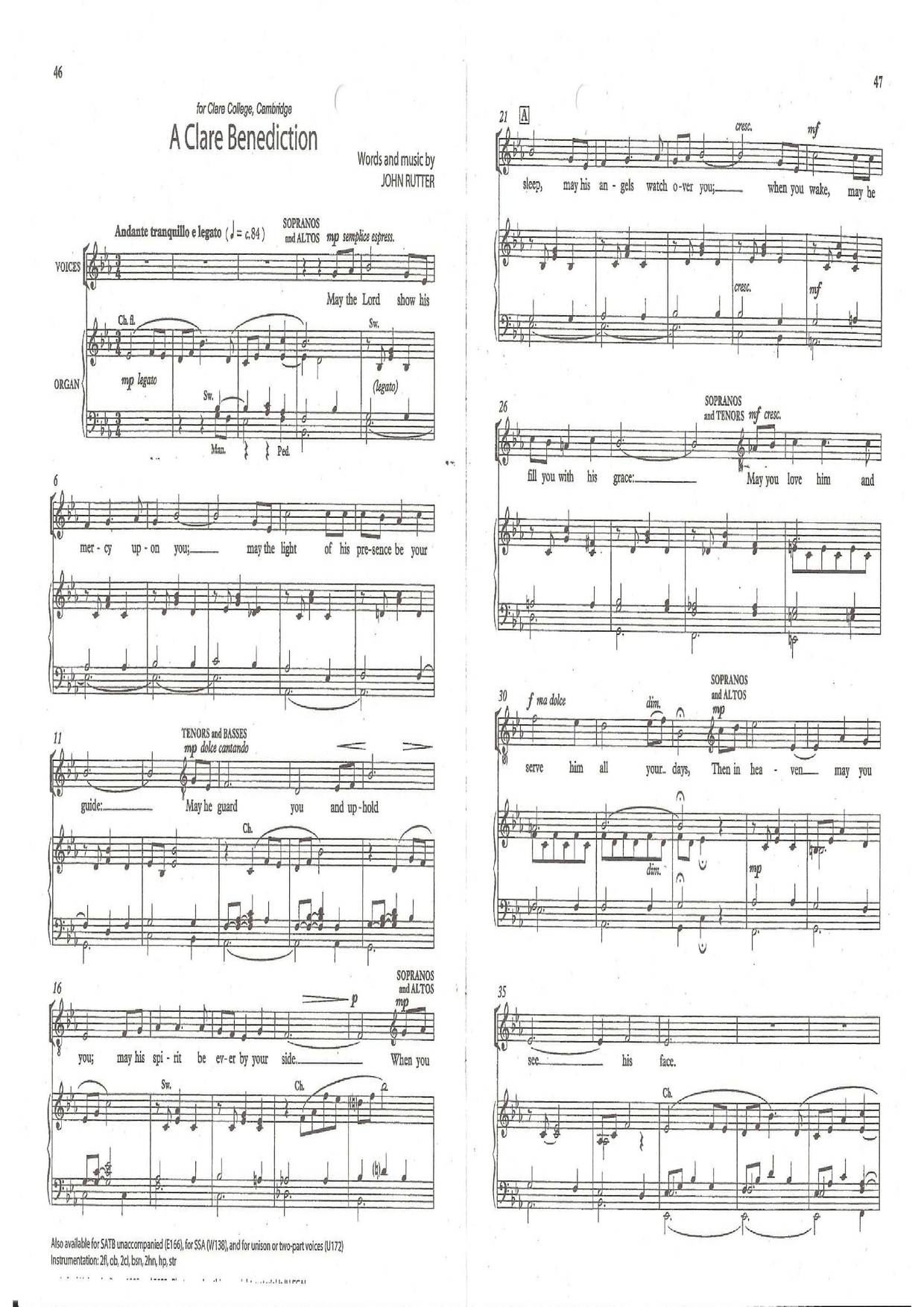 A Clare Benediction琴譜