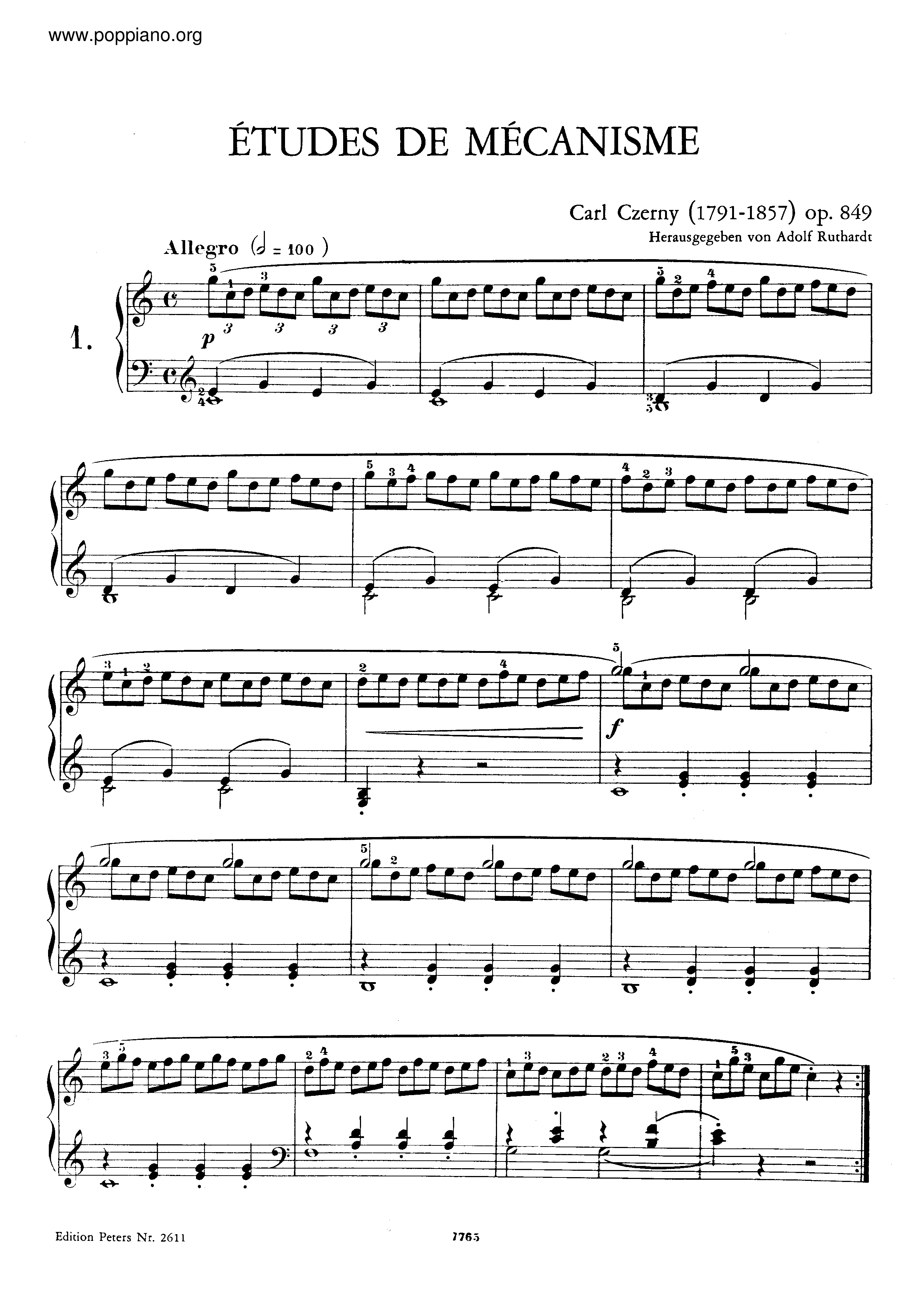 30 Etudes De Mecanisme, Op.849琴譜