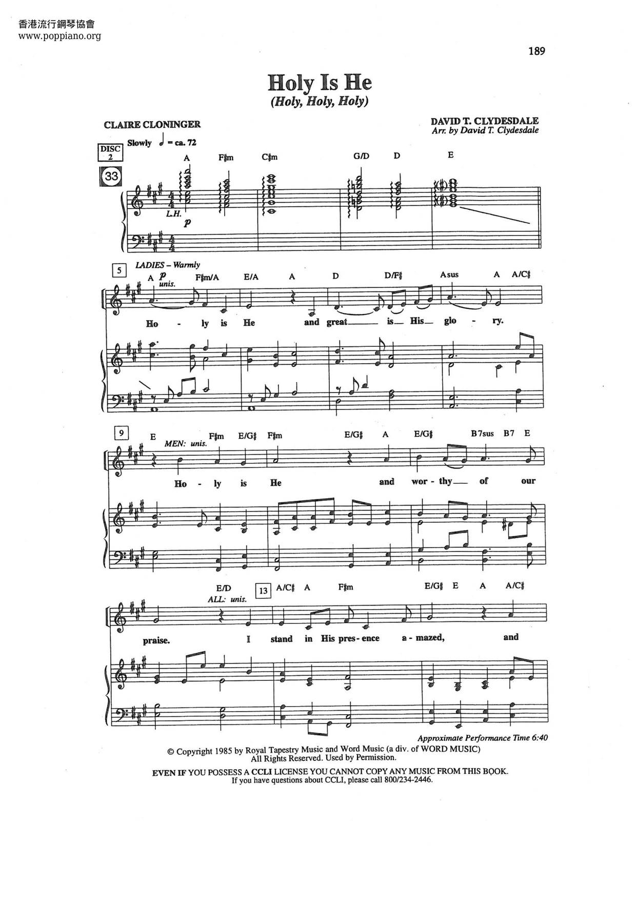 聖潔的主 Holy Is He琴譜