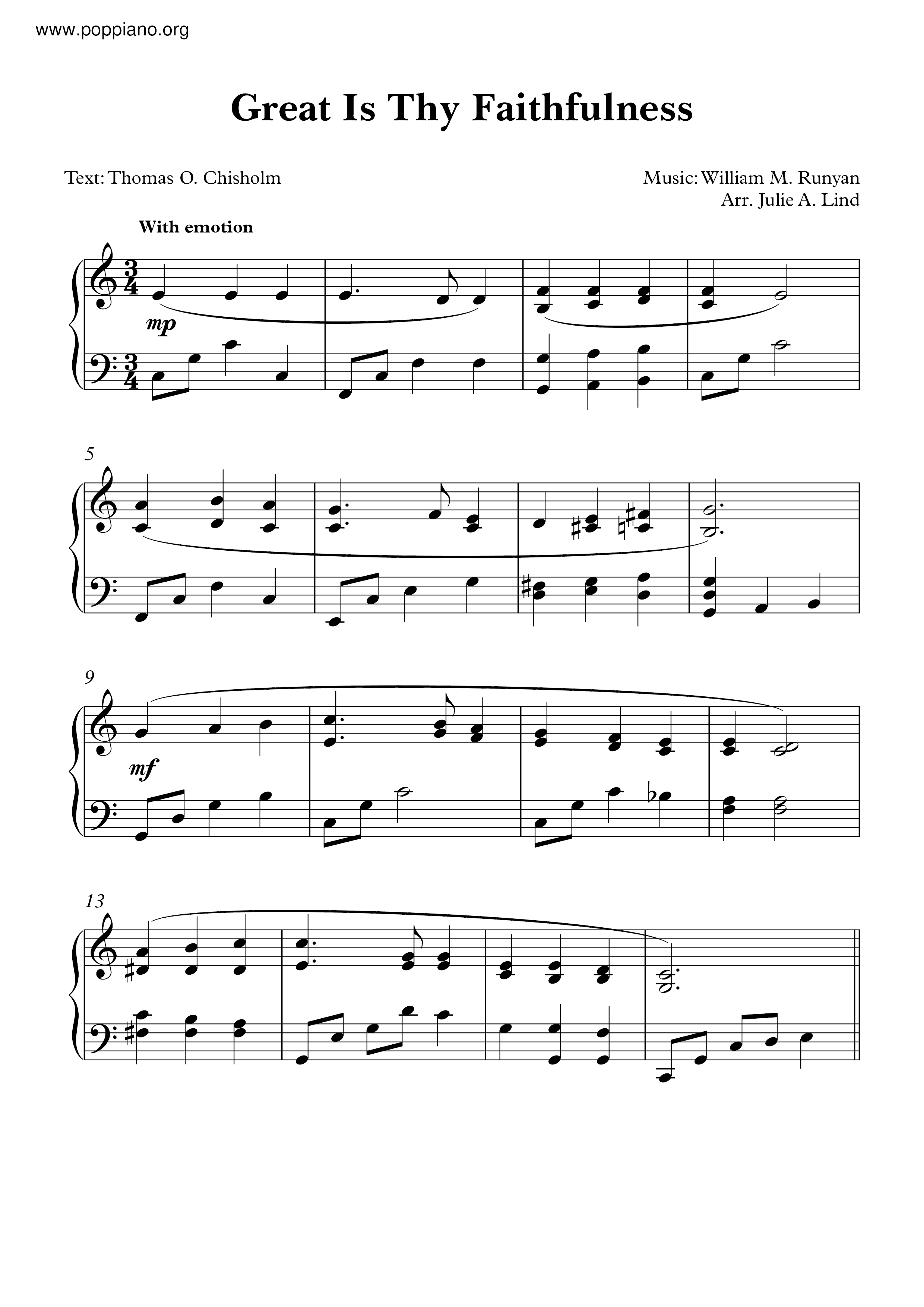 Great Is Thy Faithfulness琴譜