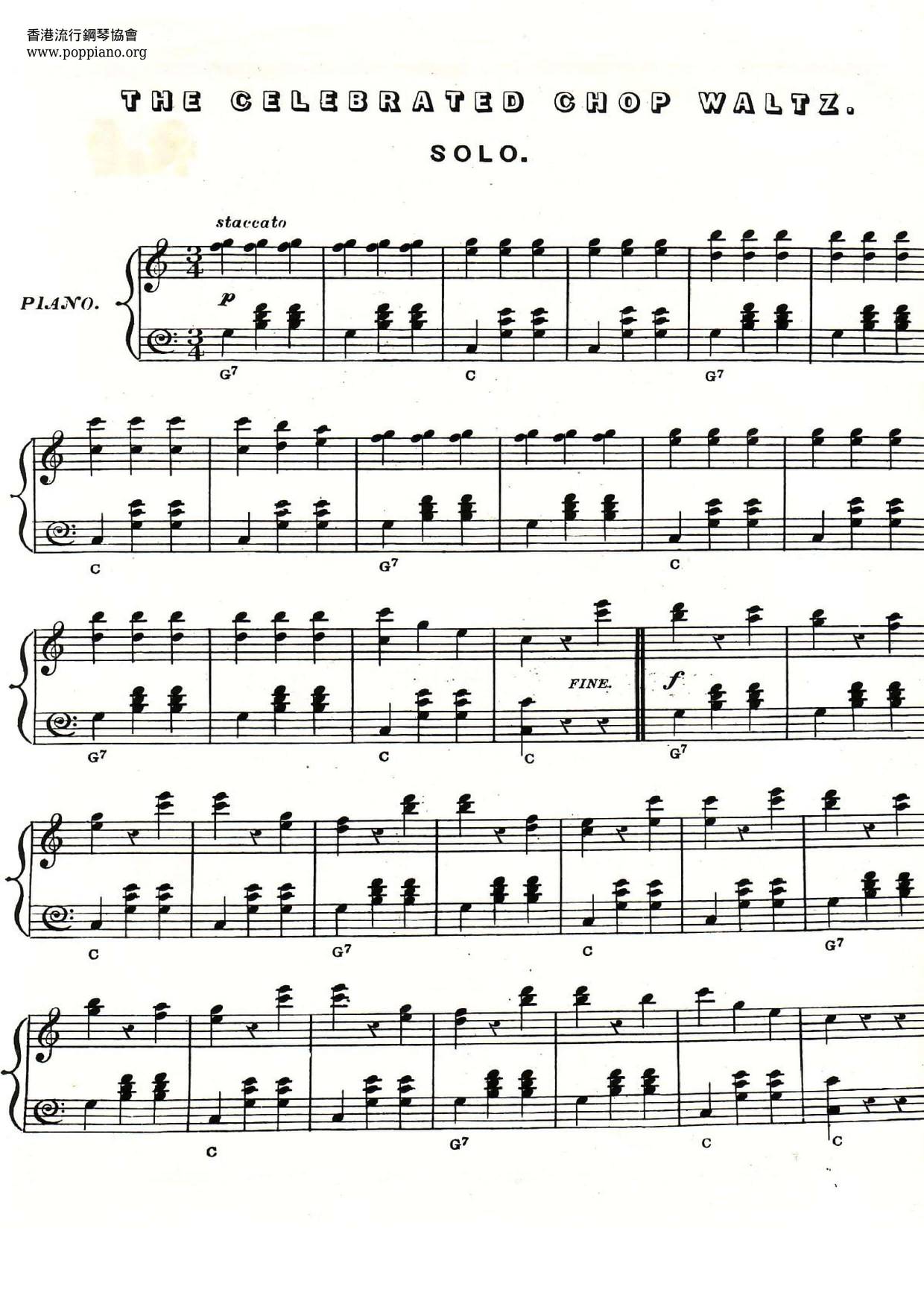 The Celebrated Chop Waltz (Chopsticks)琴譜