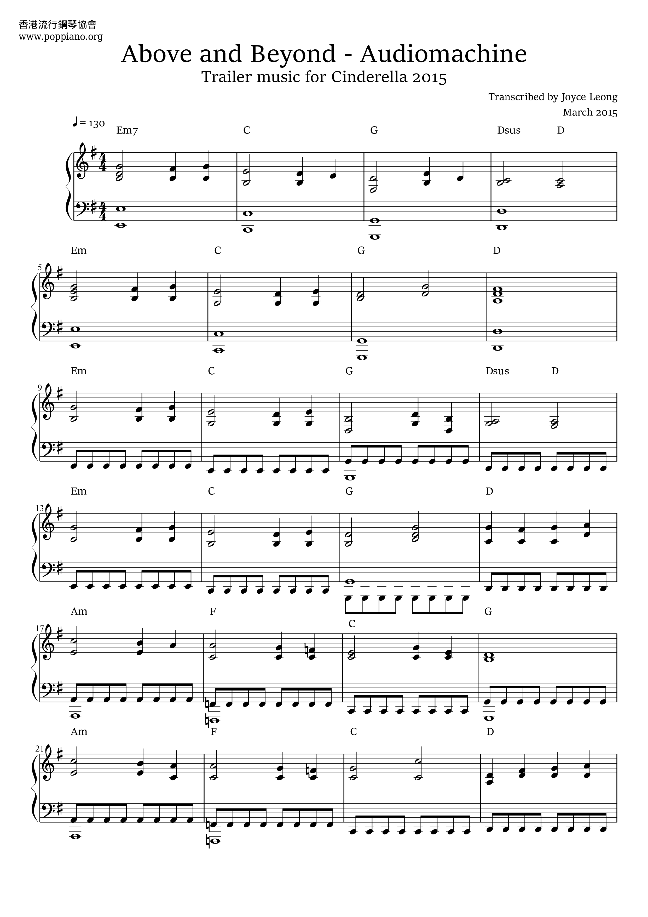 Cinderella 2015 - Above And Beyond琴譜