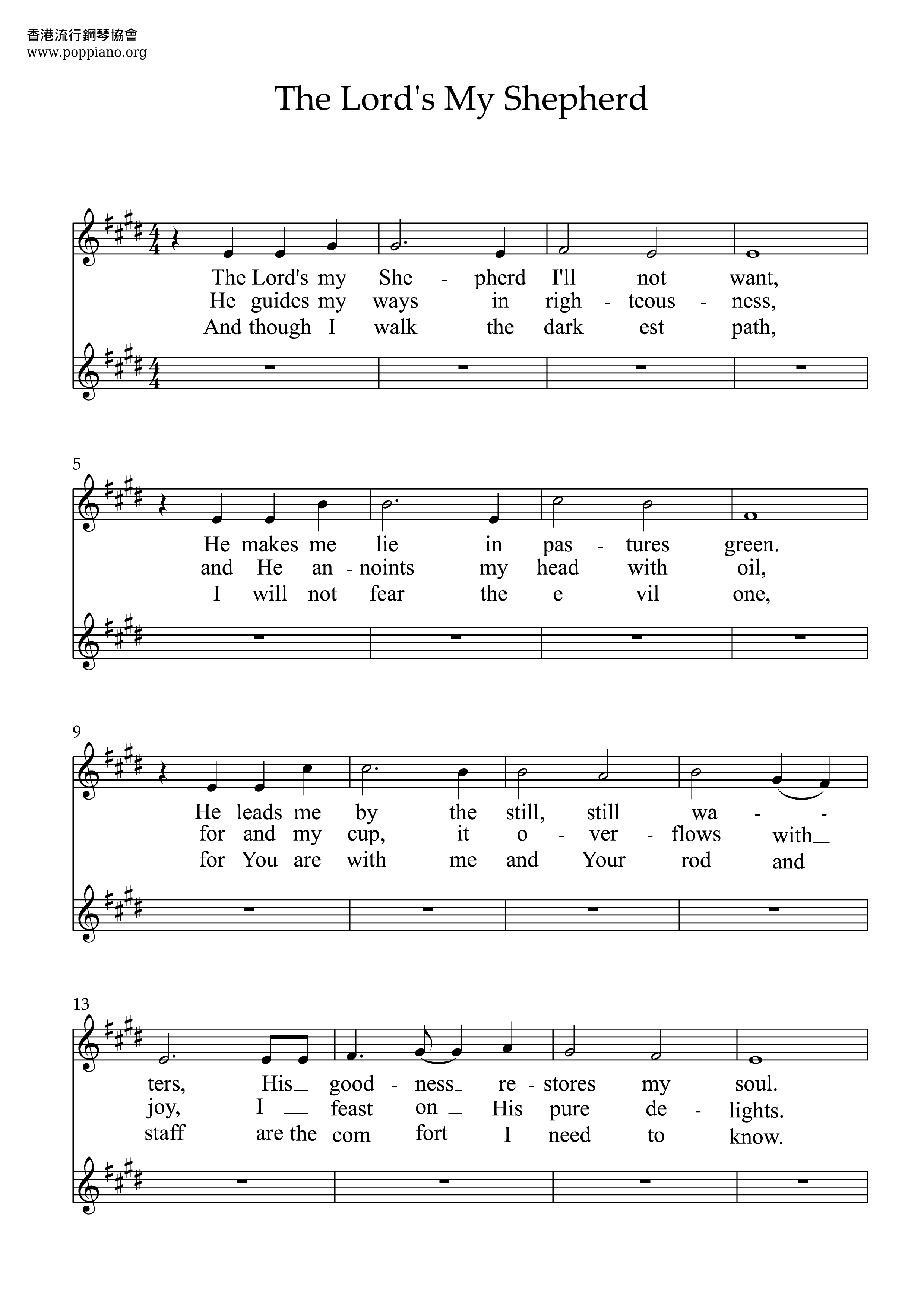 The Lord's My Shepherd琴譜