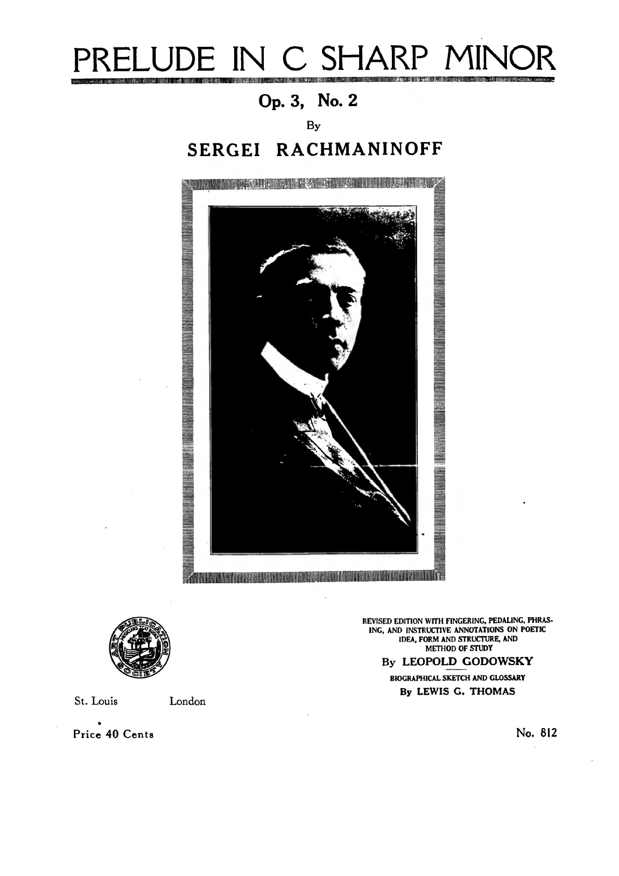 Prelude In C# Minor, Op.3 No.2琴譜