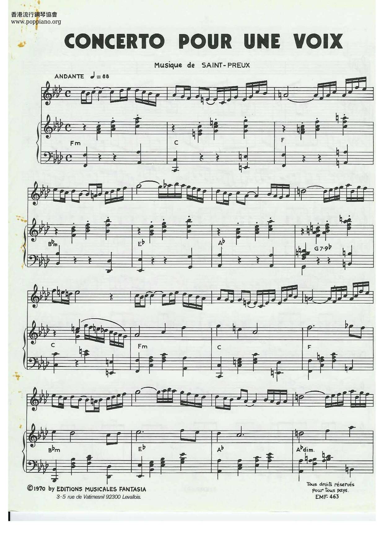 Concerto Pour Une Voix琴譜
