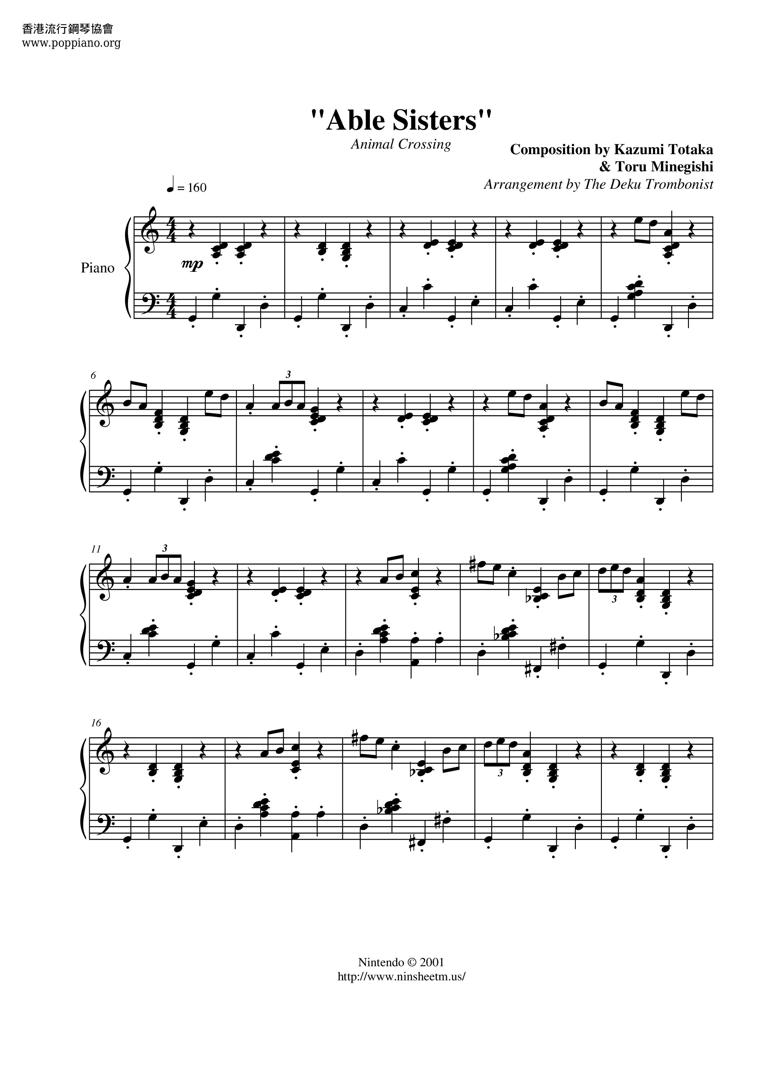 Able Sisters - Animal Crossing琴譜