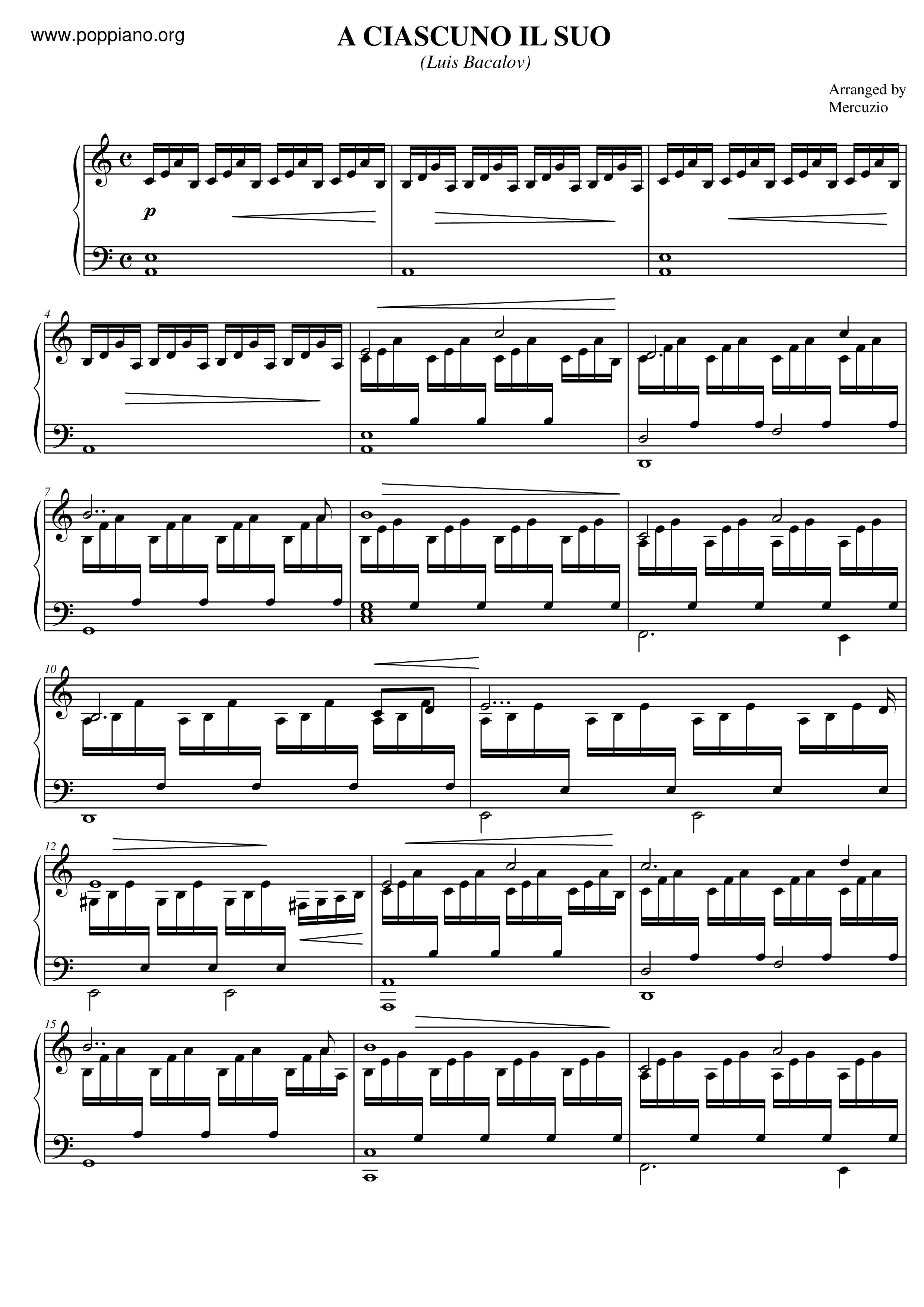 A Ciascuno Il Suo琴譜