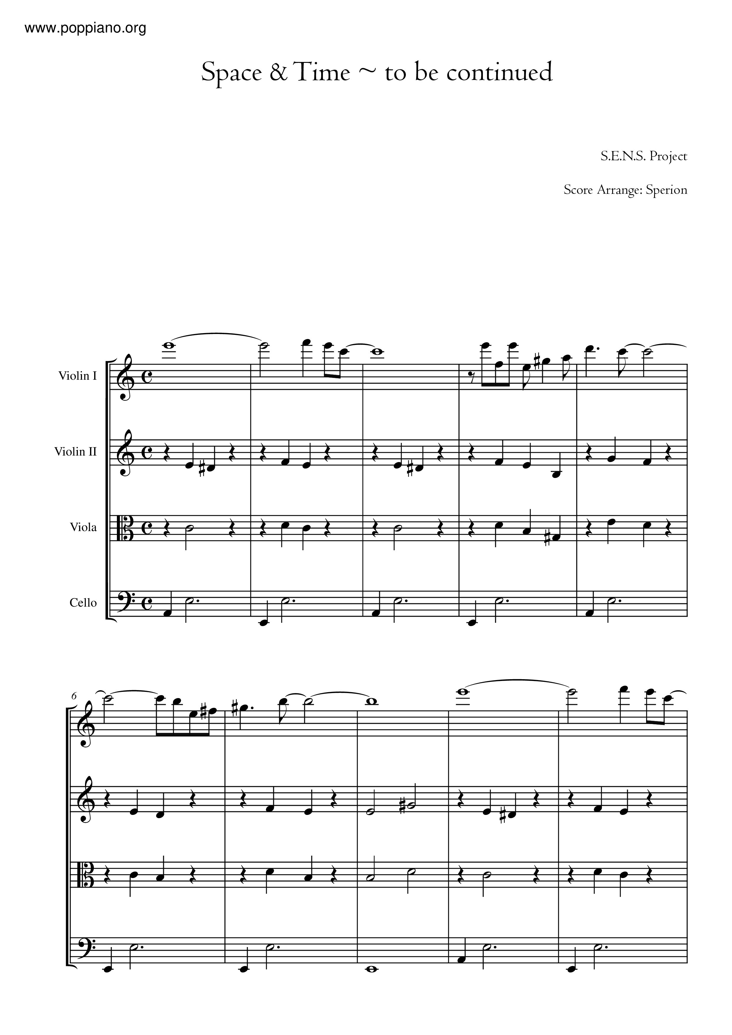 Space & Time ~ To Be Continued琴譜