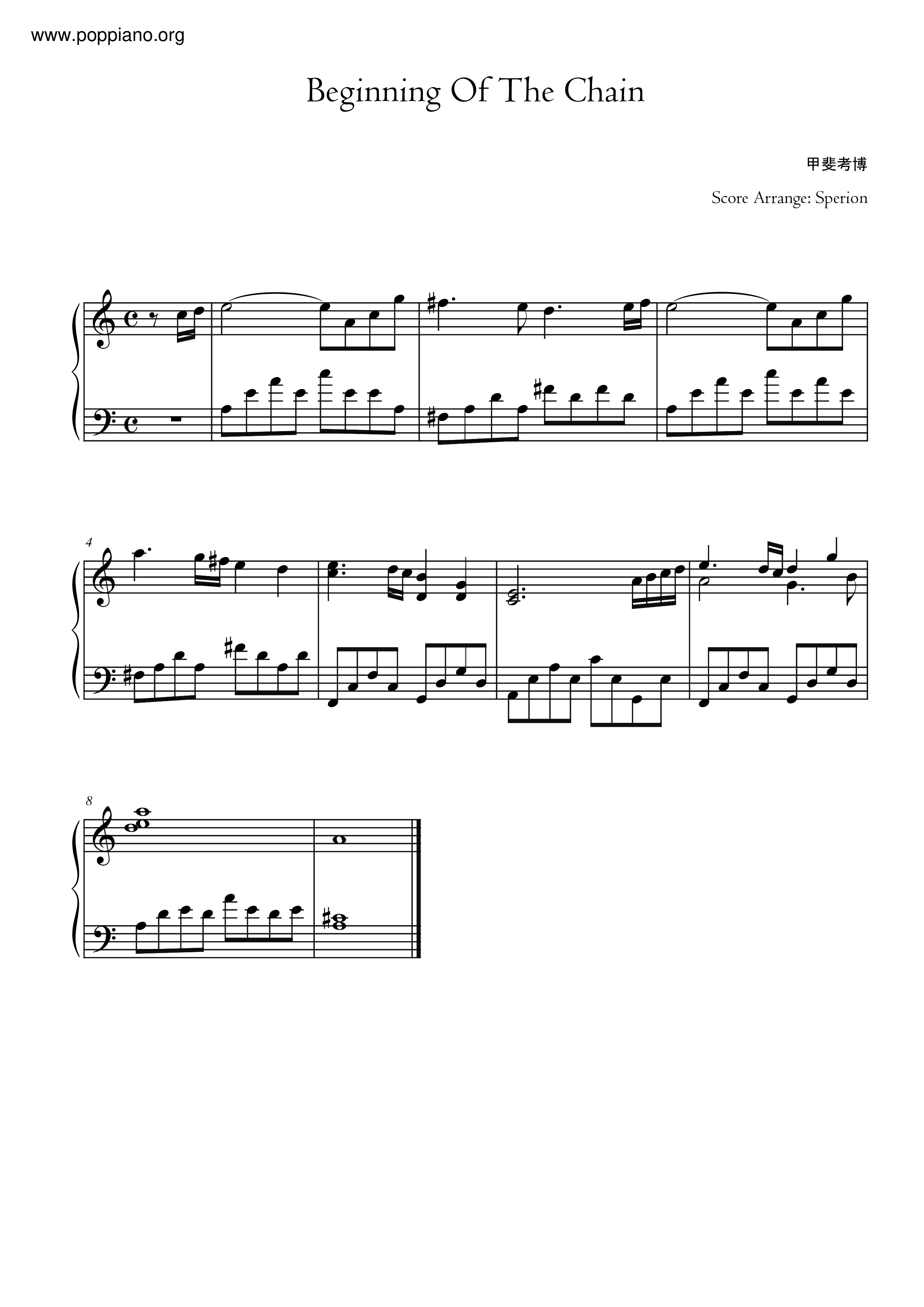 Beginning Of The Chain琴譜