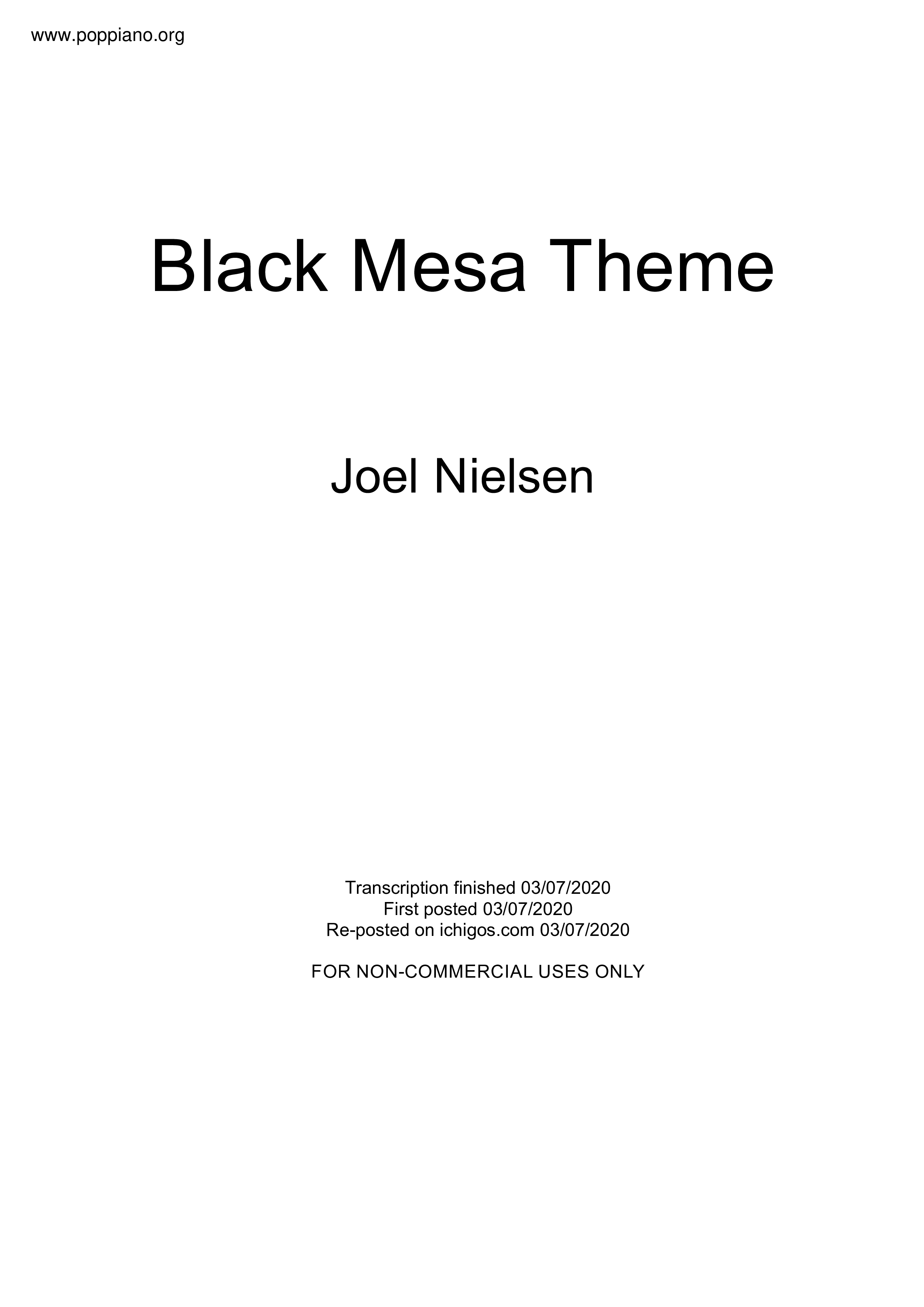 Black Mesa Theme琴譜