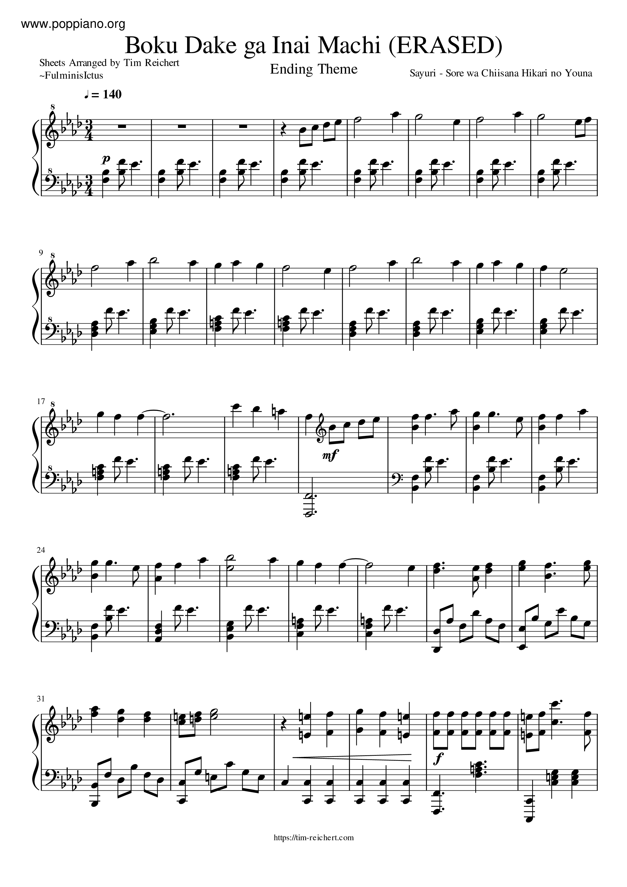 Sore Wa Shiisana Hikari No Youna琴譜
