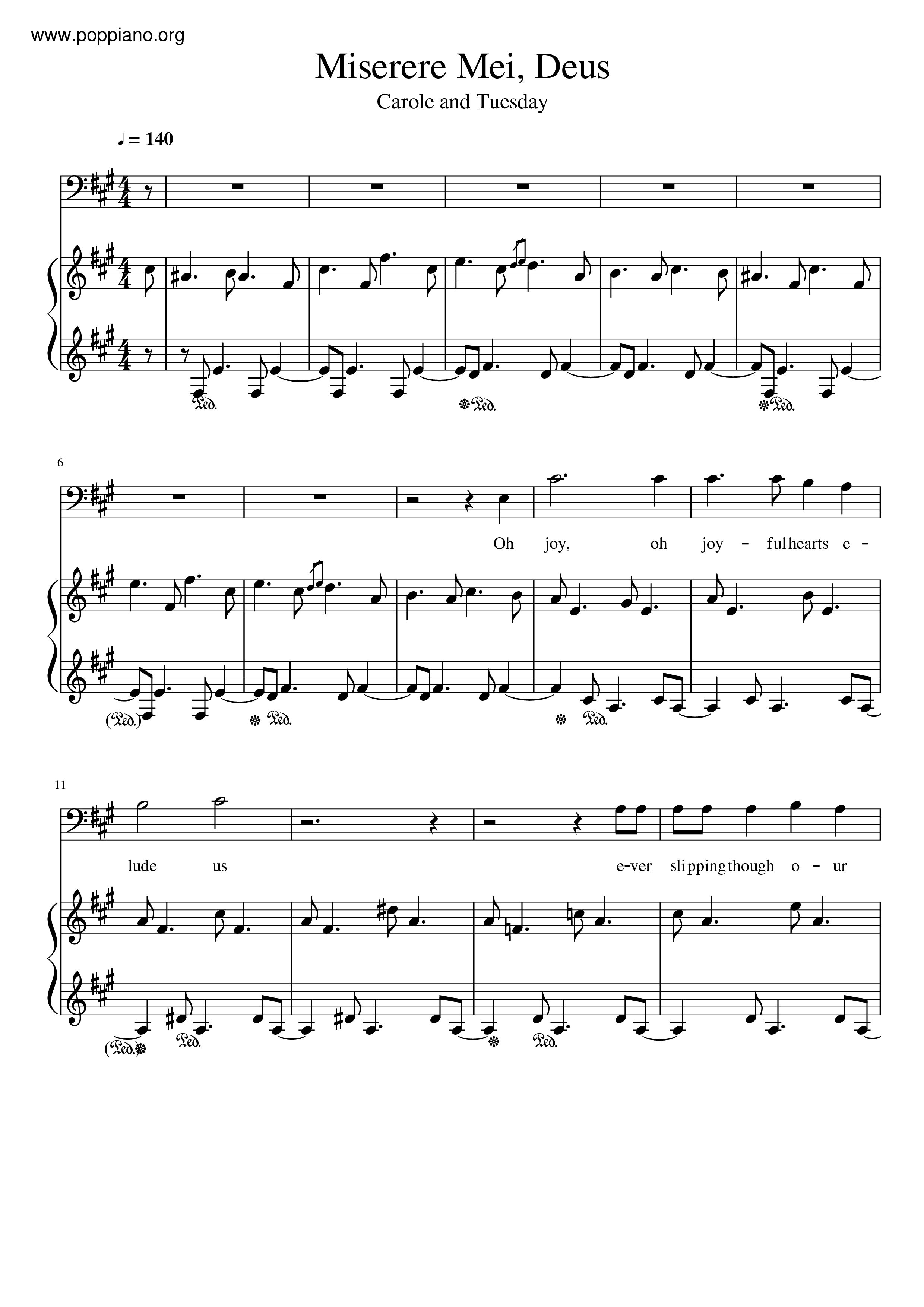 Miserere Mei, Deus琴譜