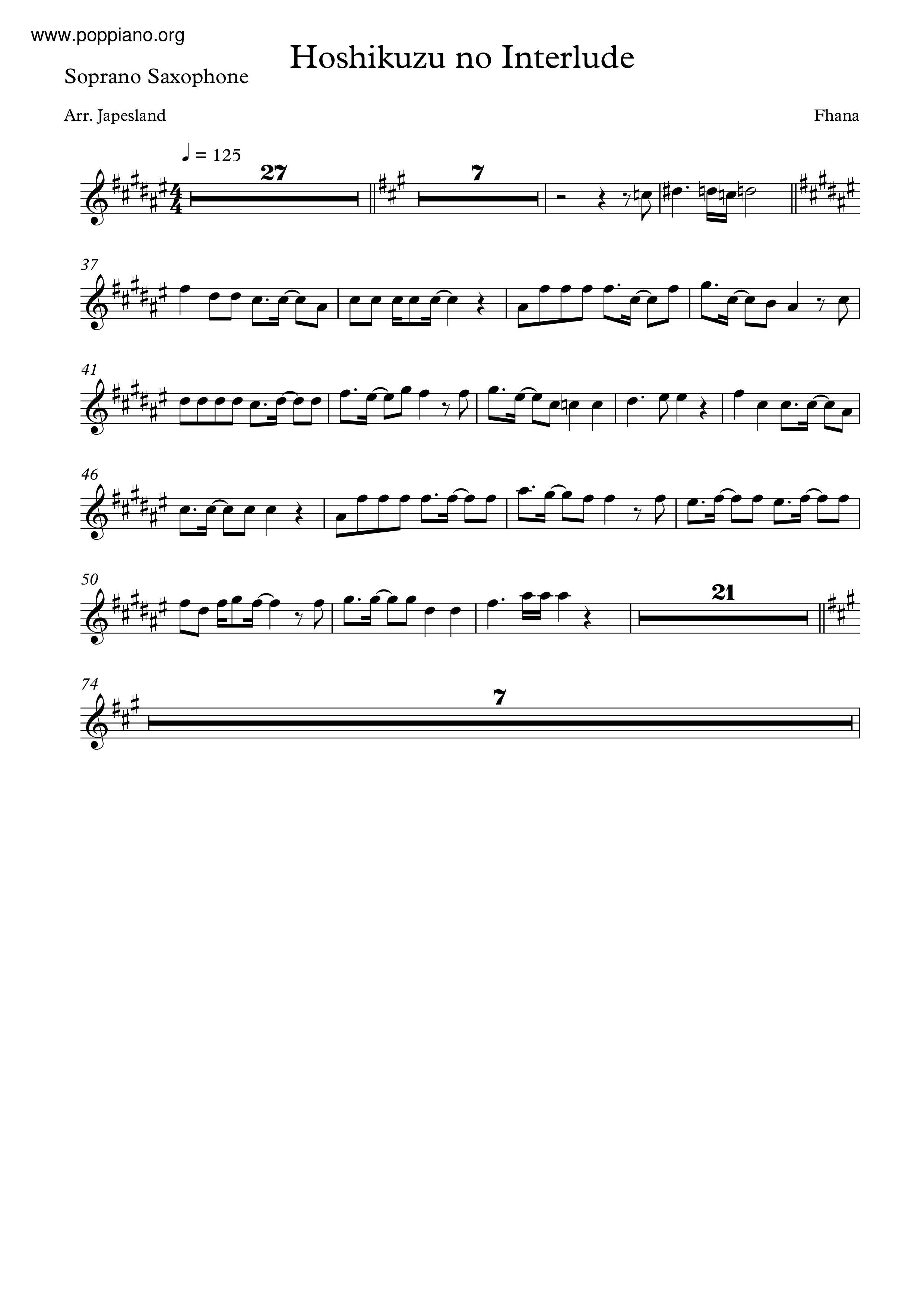 Hoshikuzu No Interlude琴譜