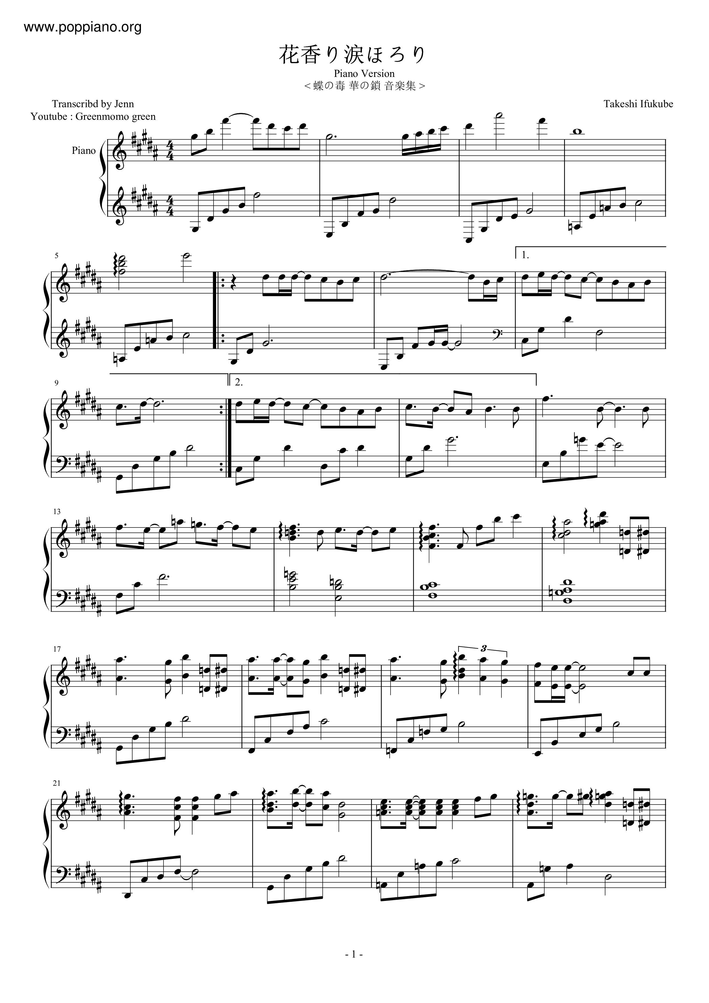 Scent Of Flowers, Moved To Tears琴譜