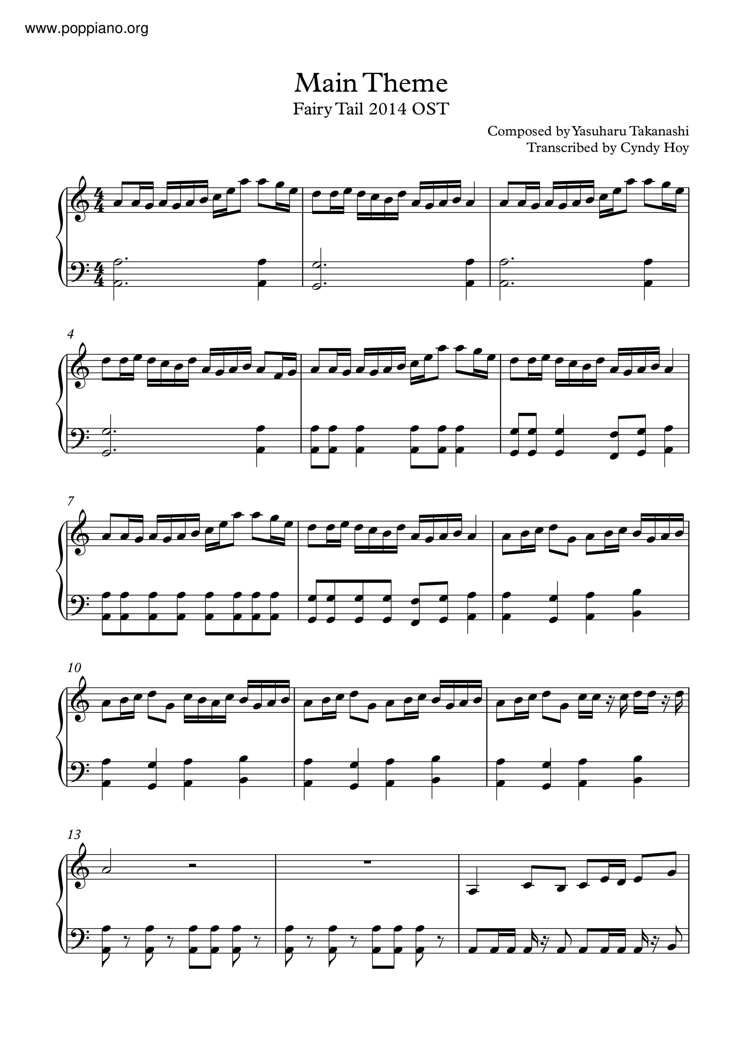 Main Theme 2014琴譜