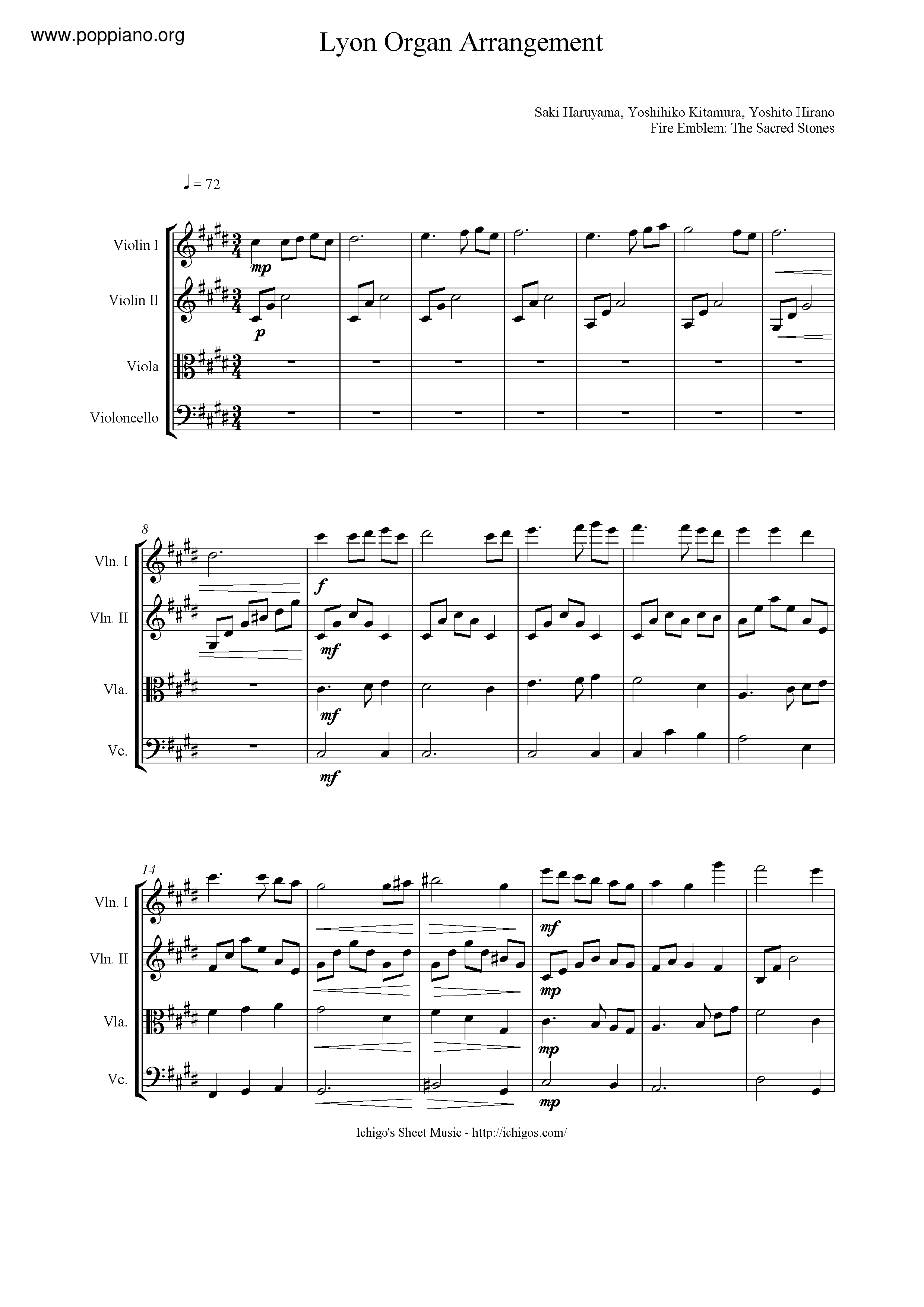 Lyon Organ Arrangement琴譜