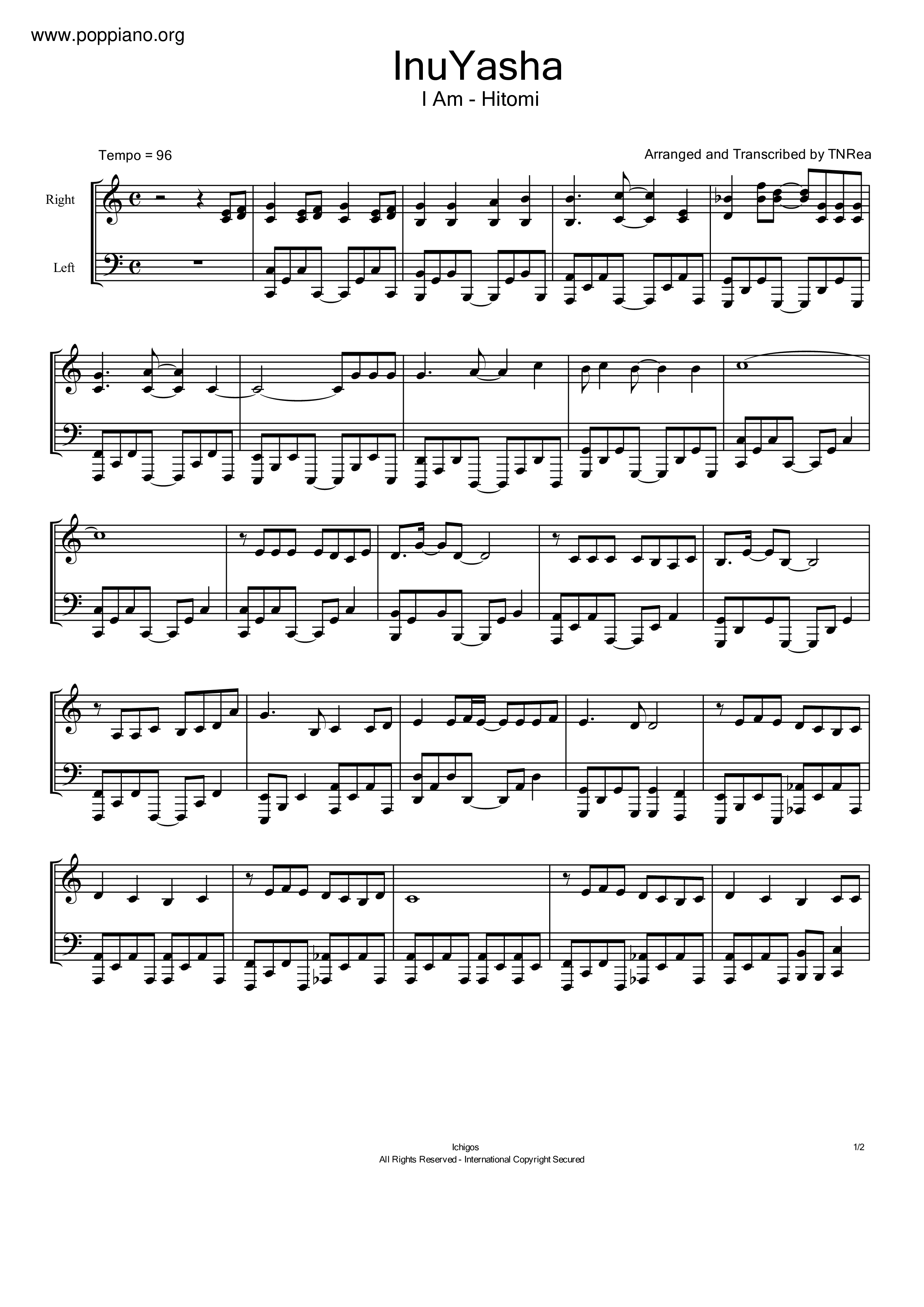 I Am - Hitomi琴譜