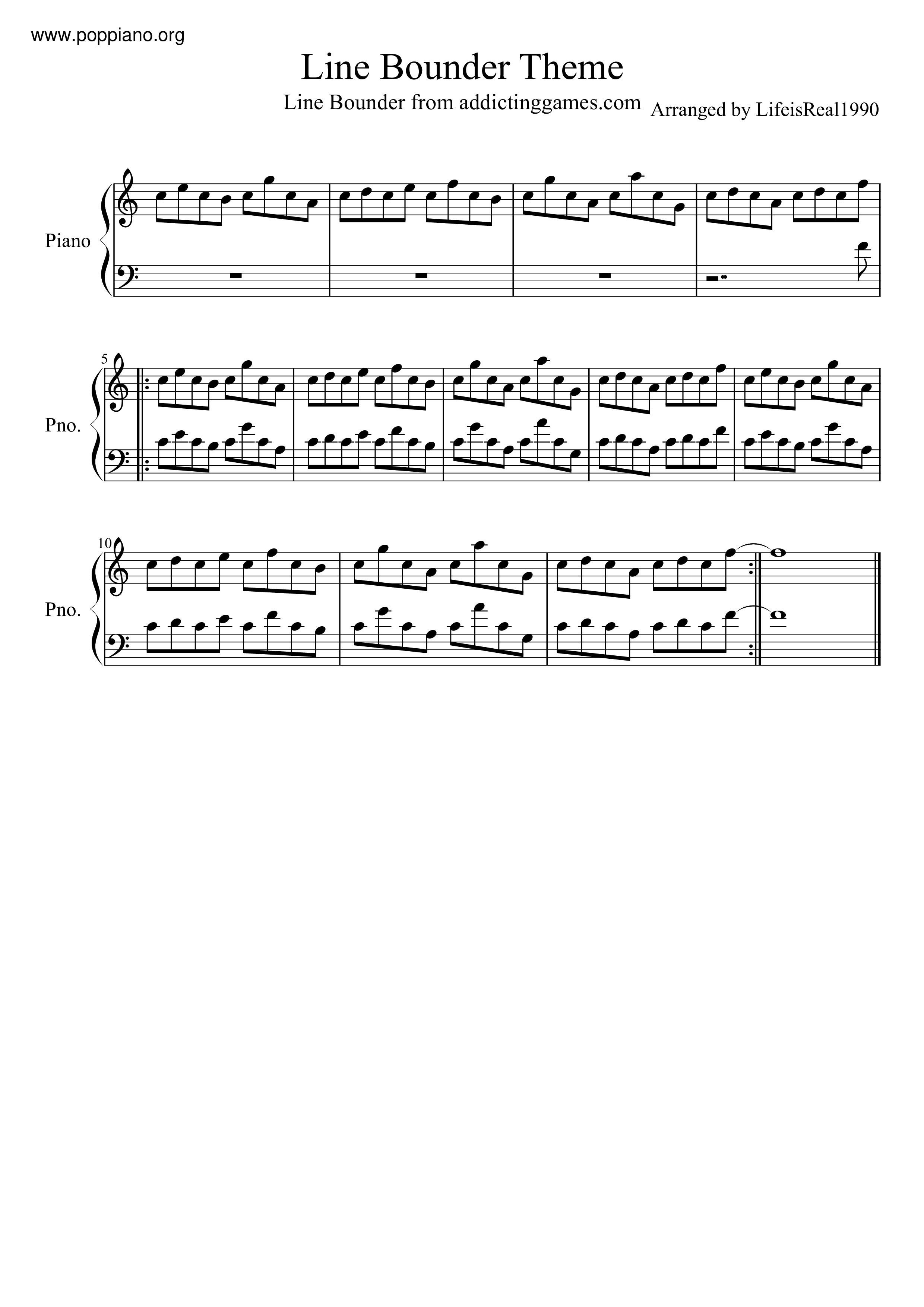Line Bounder Theme琴譜