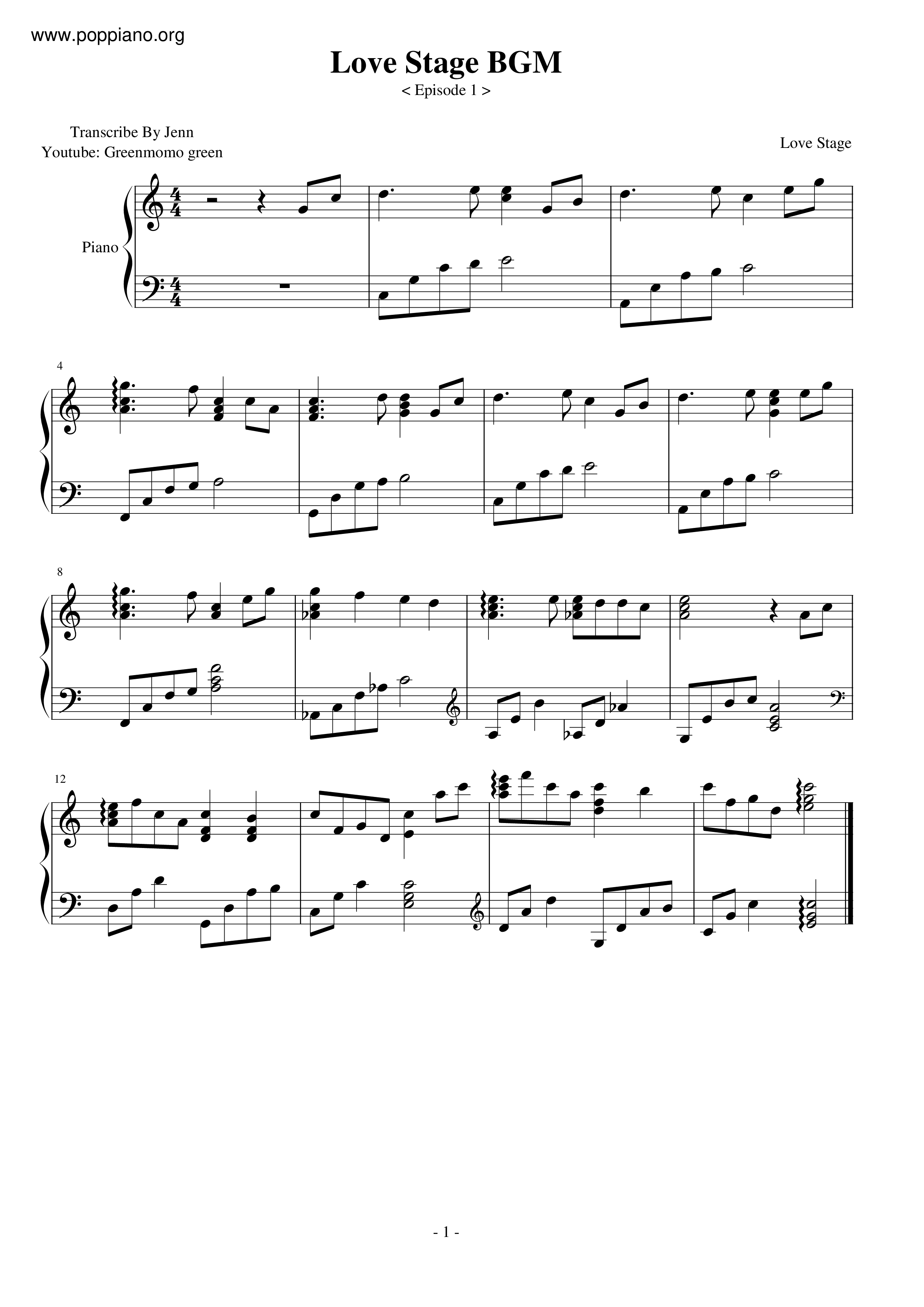 Love Stage!!Love Stage Bgm 琴譜pdf香港流行鋼琴協會琴譜下載 ★