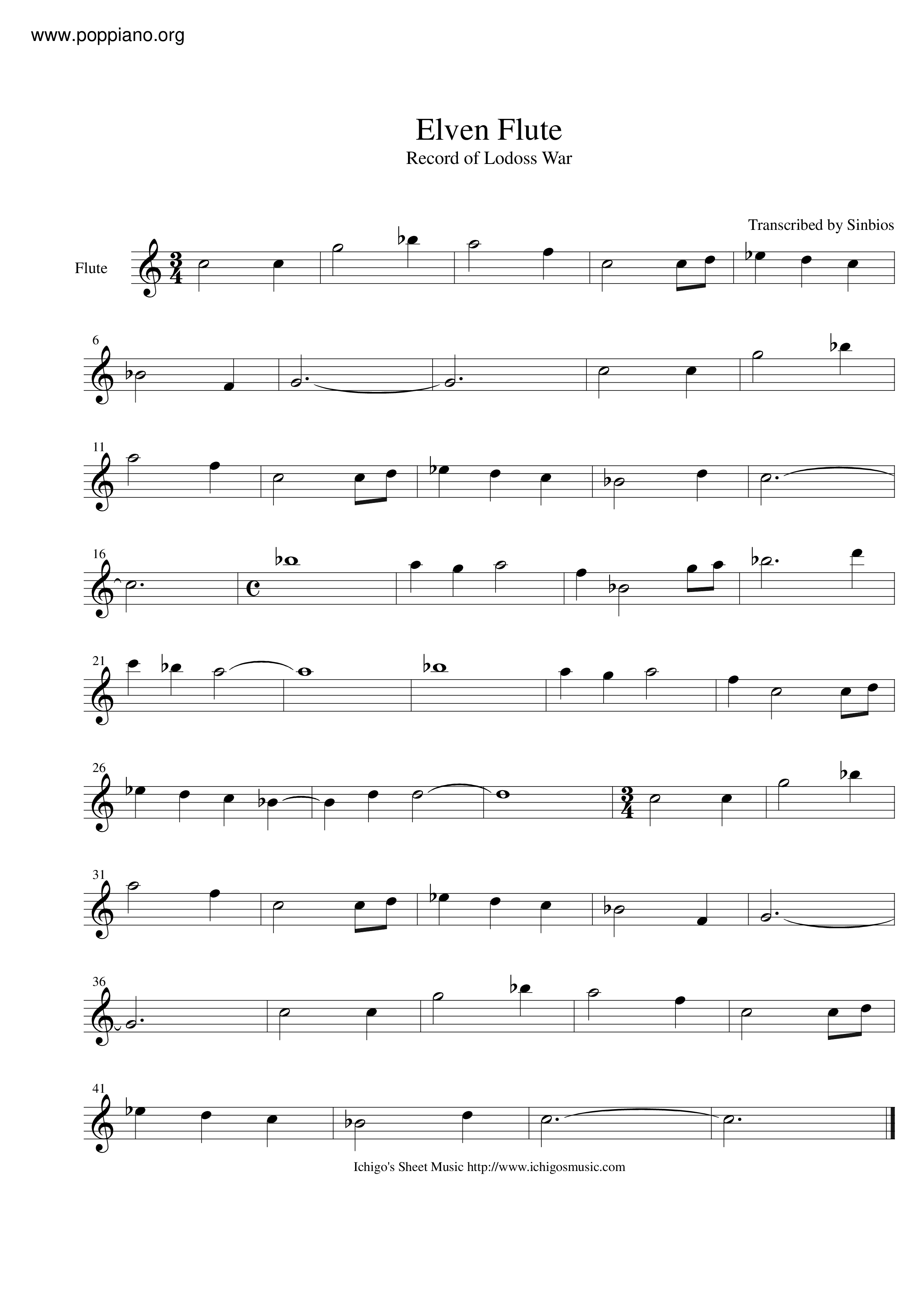 Elven Flute琴譜
