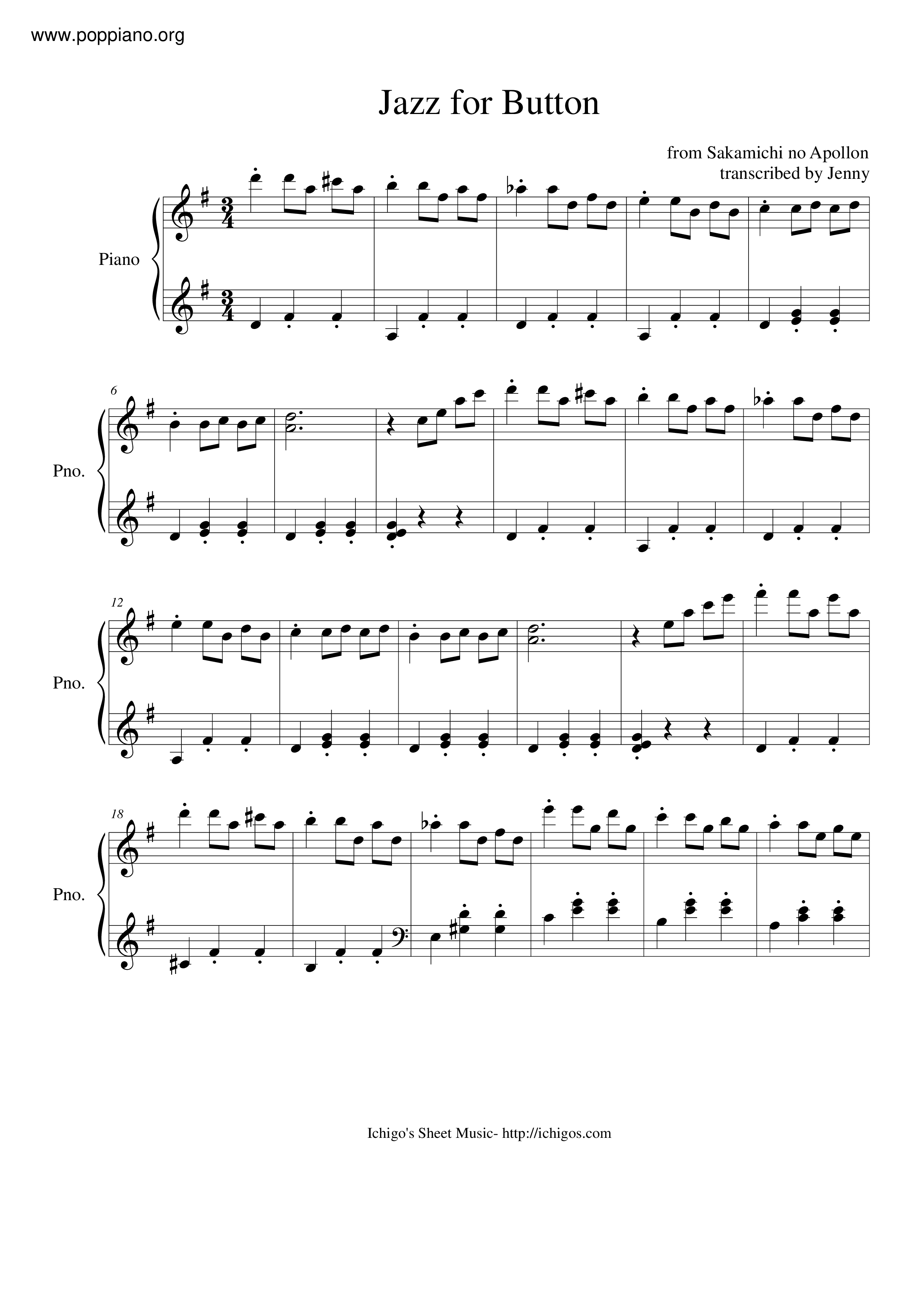 Jazz For Button琴譜